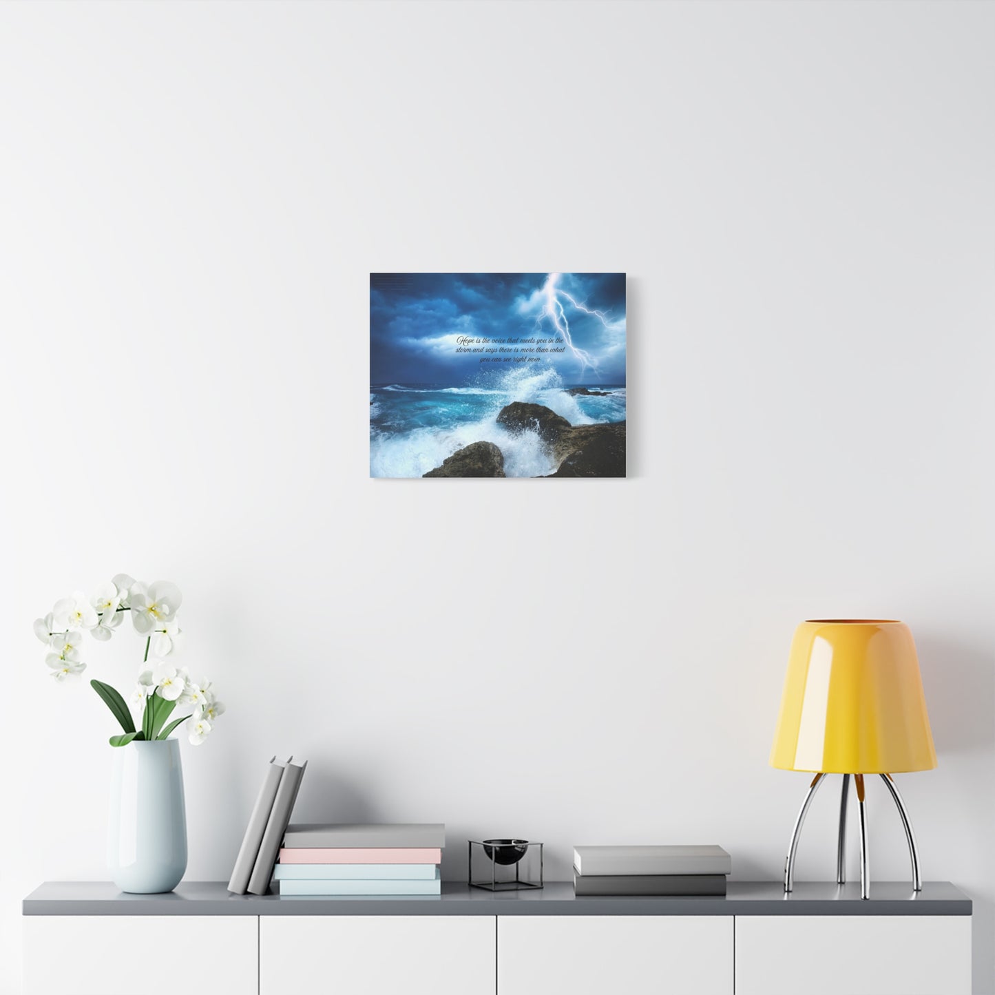 Inspirational Wall Art Canvas, Ocean Waves Decor, Stormy Skies Prints, Motivational Home Decor, Beach House Wall Art