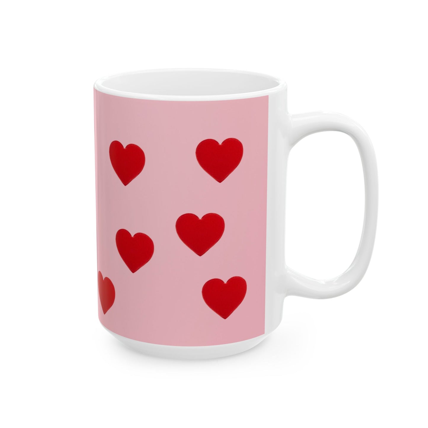 Valentine Love Hearts Ceramic Mug – Pink Red Heart Pattern (11oz & 15oz)