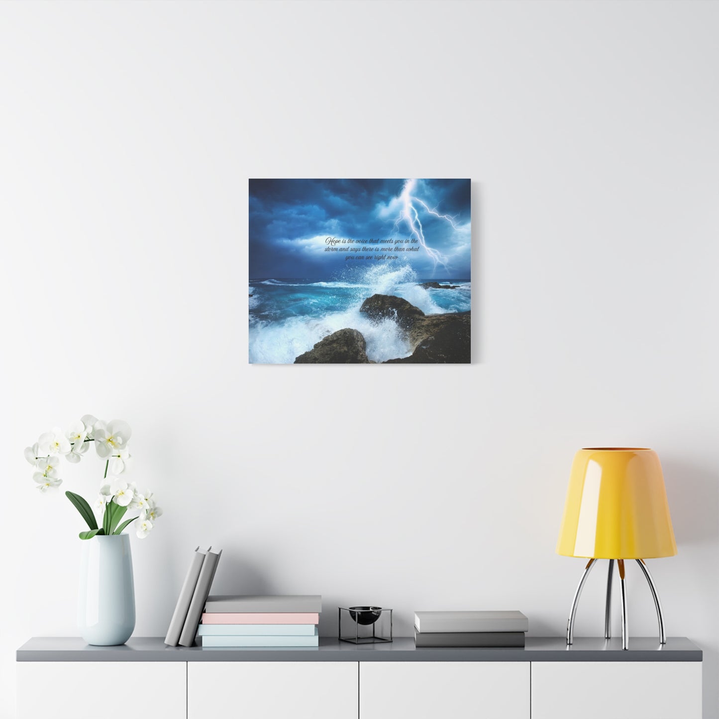 Inspirational Wall Art Canvas, Ocean Waves Decor, Stormy Skies Prints, Motivational Home Decor, Beach House Wall Art