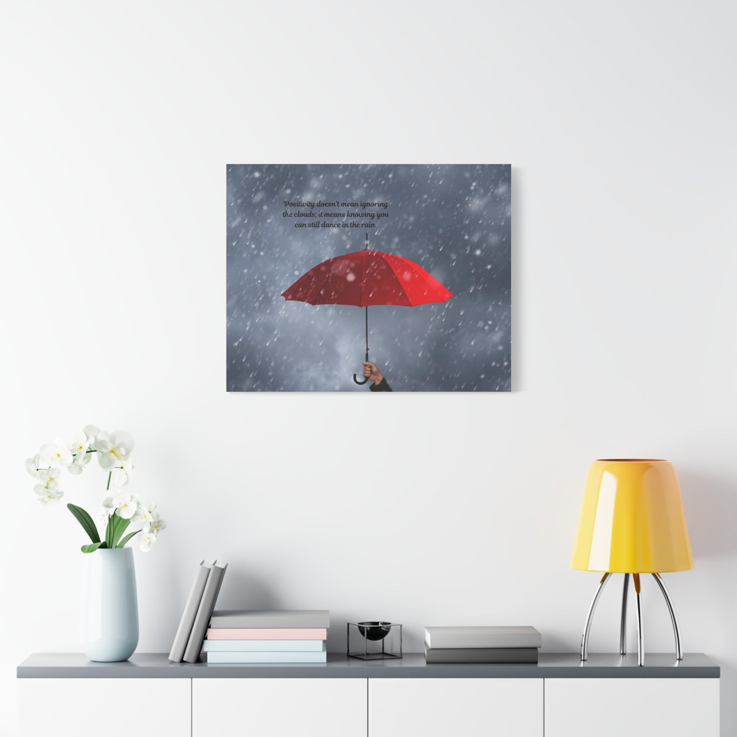 Inspirational Wall Art, Dance in the Rain Umbrella Canvas, Motivational Decor, Home Office Art, Gift for Friends, Positive Quote