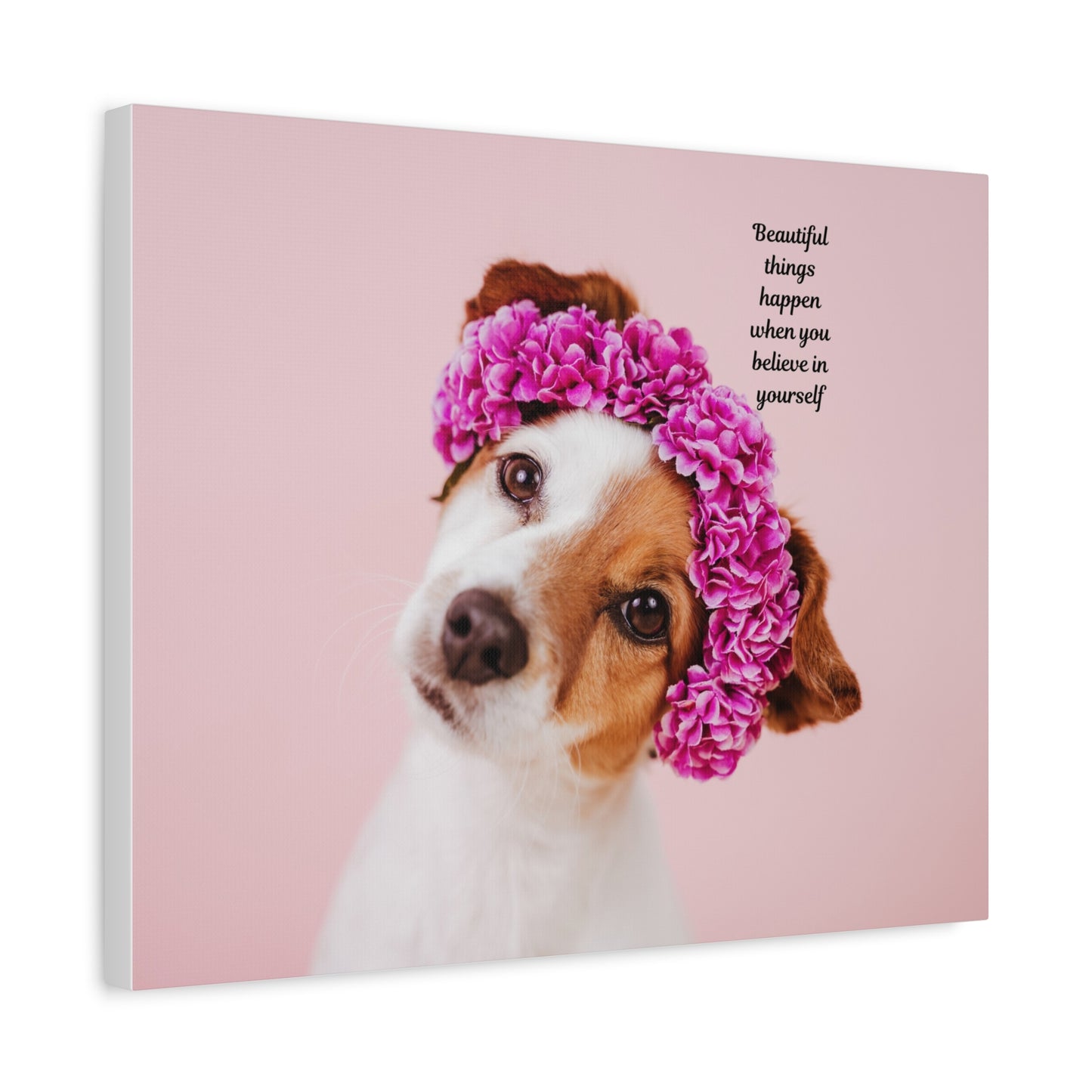 Inspirational Dog Wall Art Canvas, Motivational Home Décor, Pet Lover Gift, Dog Art Print, Flower Crown Dog Canvas