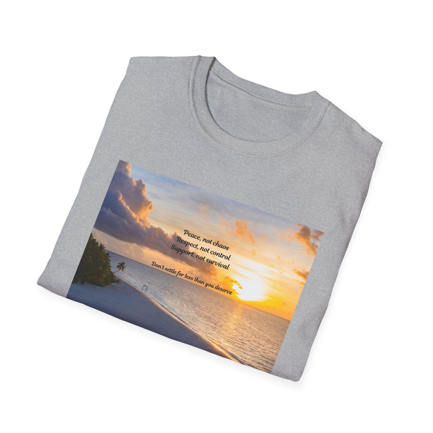 Sunset Serenity Quote T-Shirt, Inspirational Tee, Relaxation Shirt, Gift for Beach Lovers, Perfect for Summer, Softstyle T-Shirt