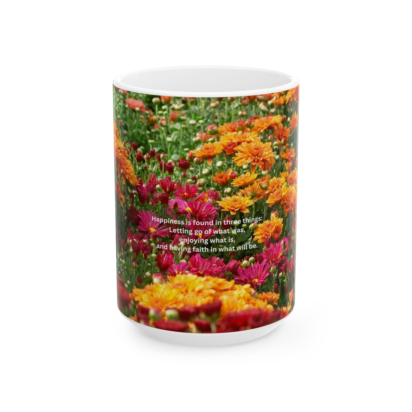 Blossom Grove Ceramic Mug, Floral Coffee Cup, Spring Morning Mug, Gift for Plant Lovers, Inspirational Quote Drinkware
