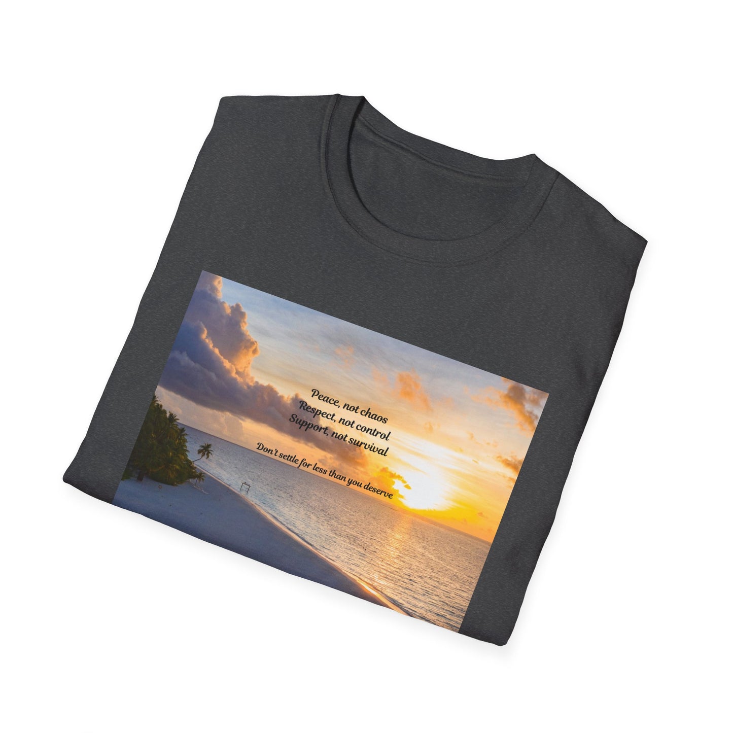 Sunset Serenity Quote T-Shirt, Inspirational Tee, Relaxation Shirt, Gift for Beach Lovers, Perfect for Summer, Softstyle T-Shirt