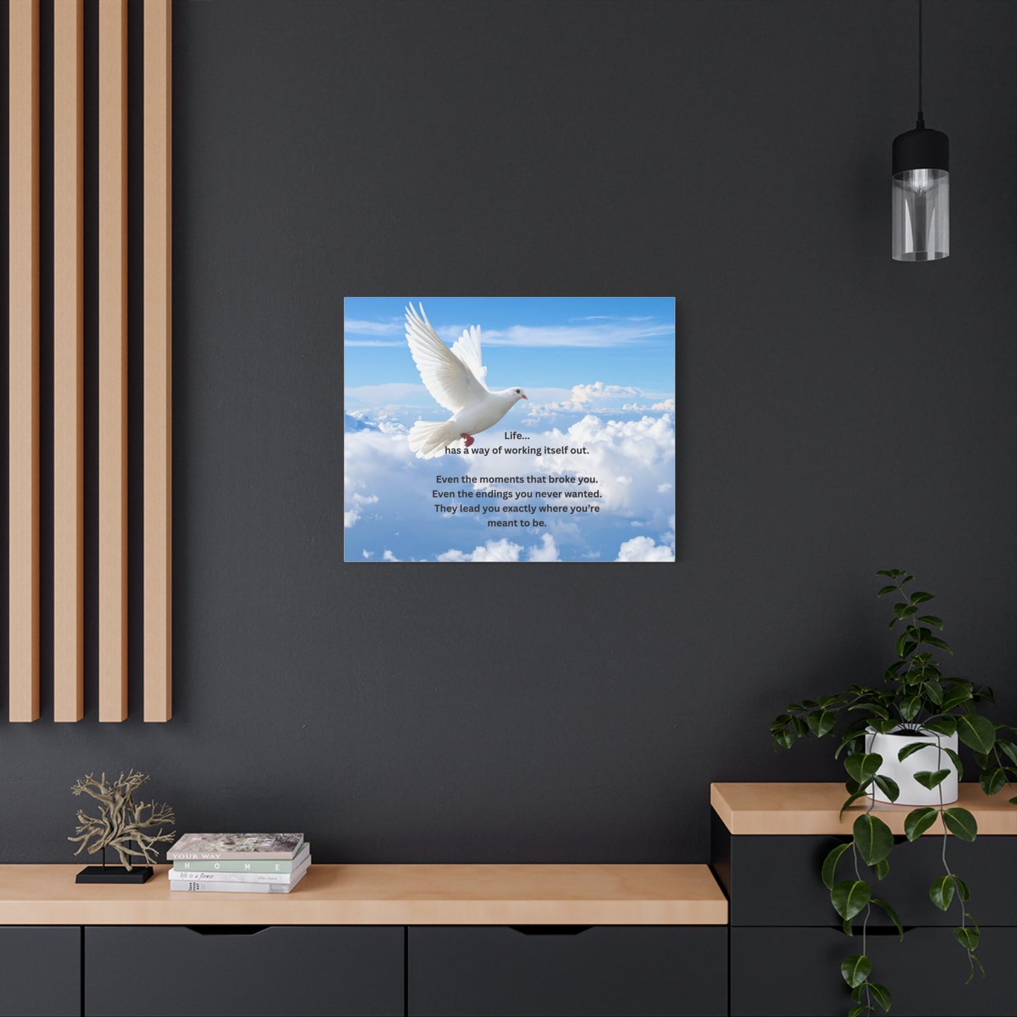 Inspirational Dove Canvas Print – 'Life... has a way of working itself out'
