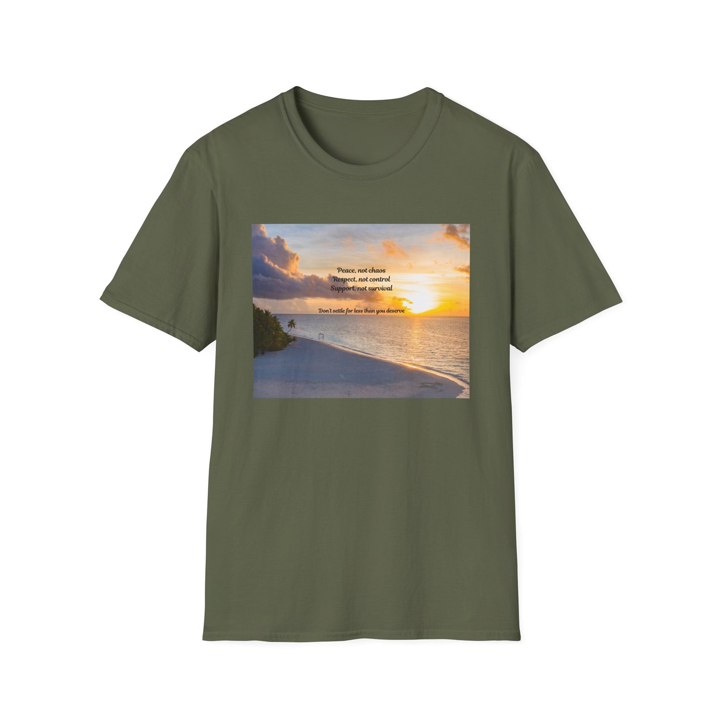 Sunset Serenity Quote T-Shirt, Inspirational Tee, Relaxation Shirt, Gift for Beach Lovers, Perfect for Summer, Softstyle T-Shirt