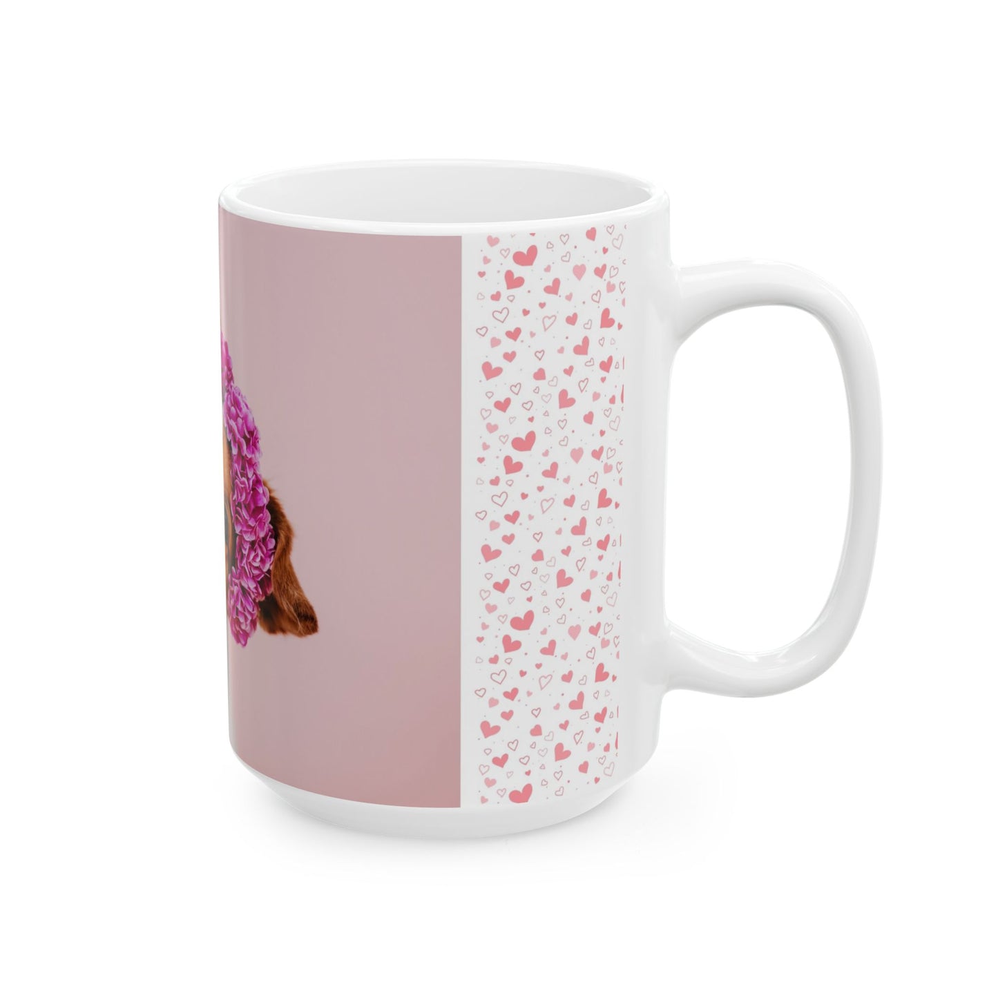 Cute Dog Floral Ceramic Mug - Inspiring Quote for Dog Lovers, Coffee Lovers Gift, Heart Pattern Mug, Pet Owner Gift, Inspirational Drinkware