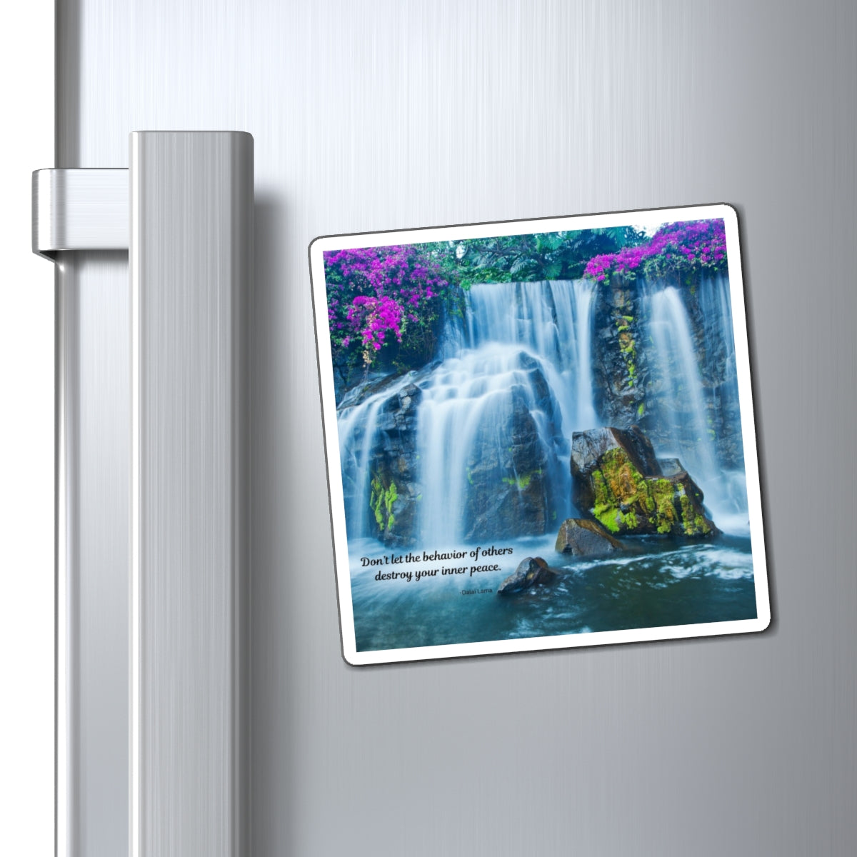 Serene Waterfall Motivational Magnet, Refrigerator Decor, Inspirational Gift, Relaxation Reminder, Stress Relief Reminder