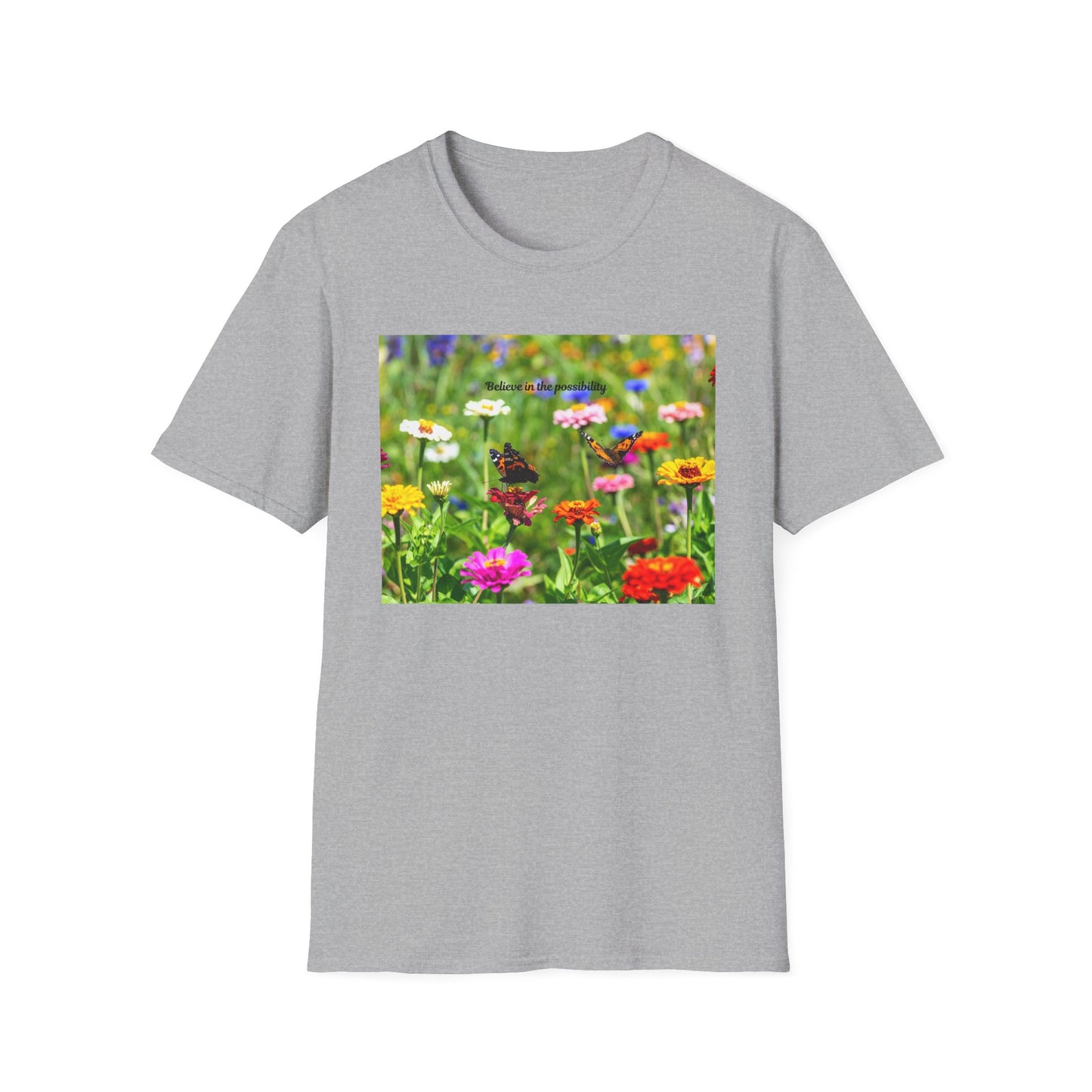 Vibrant Floral Butterfly T-Shirt - Nature Lover Gift, Spring Fashion, Eco-Friendly Apparel, Outdoor Wear, Garden Party Outfit