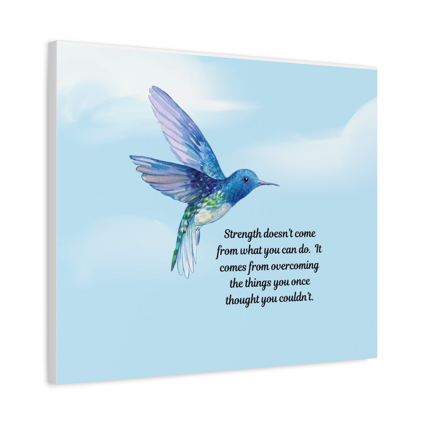Inspirational Canvas Wall Art, Hummingbird Decor, Motivation Gift, Home Office Decoration, Strength Quote