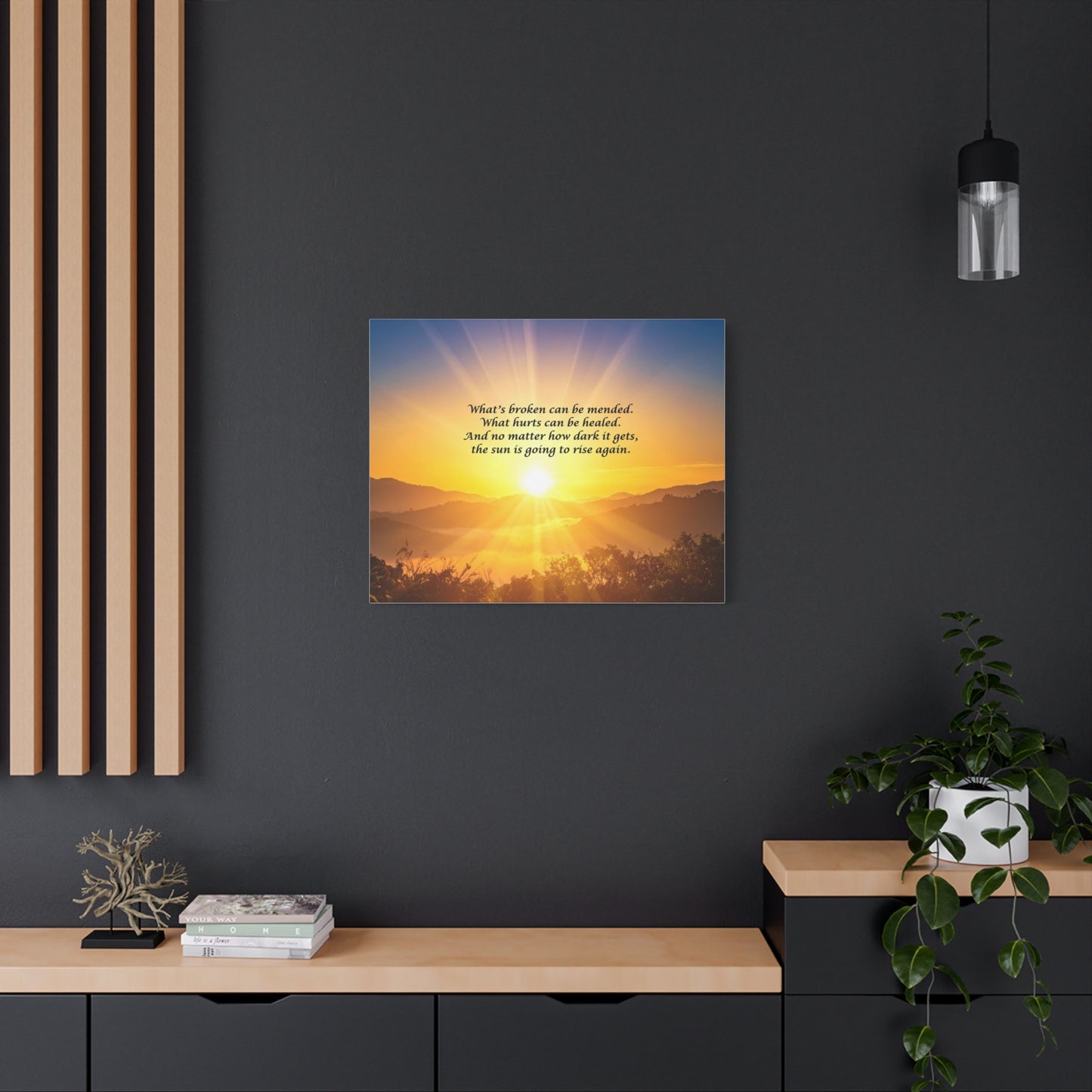 Sunrise Inspirational Canvas - "What's broken can be mended" Wall Art