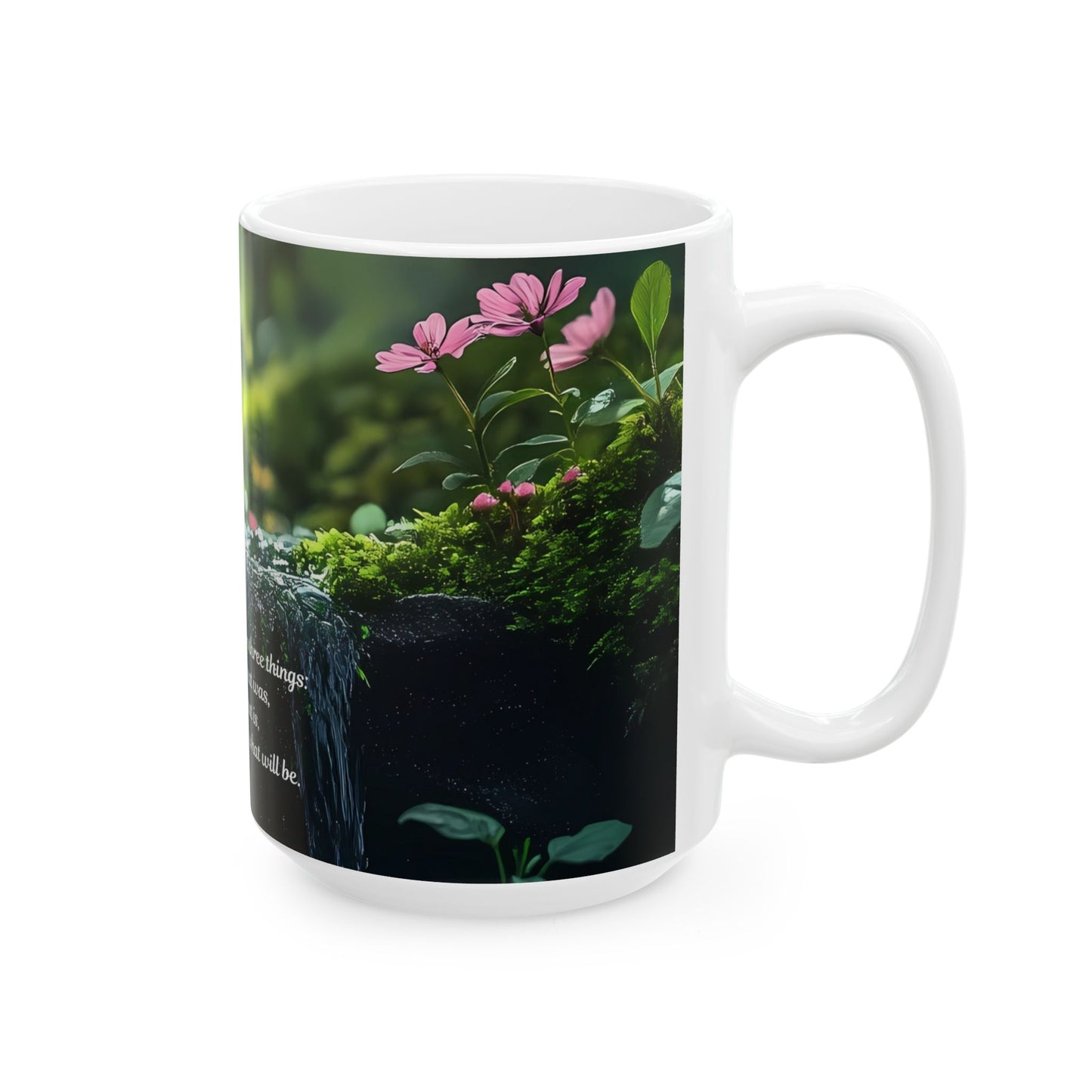 Inspirational Nature Ceramic Mug – “Happiness is Found” Quote (11oz & 15oz)