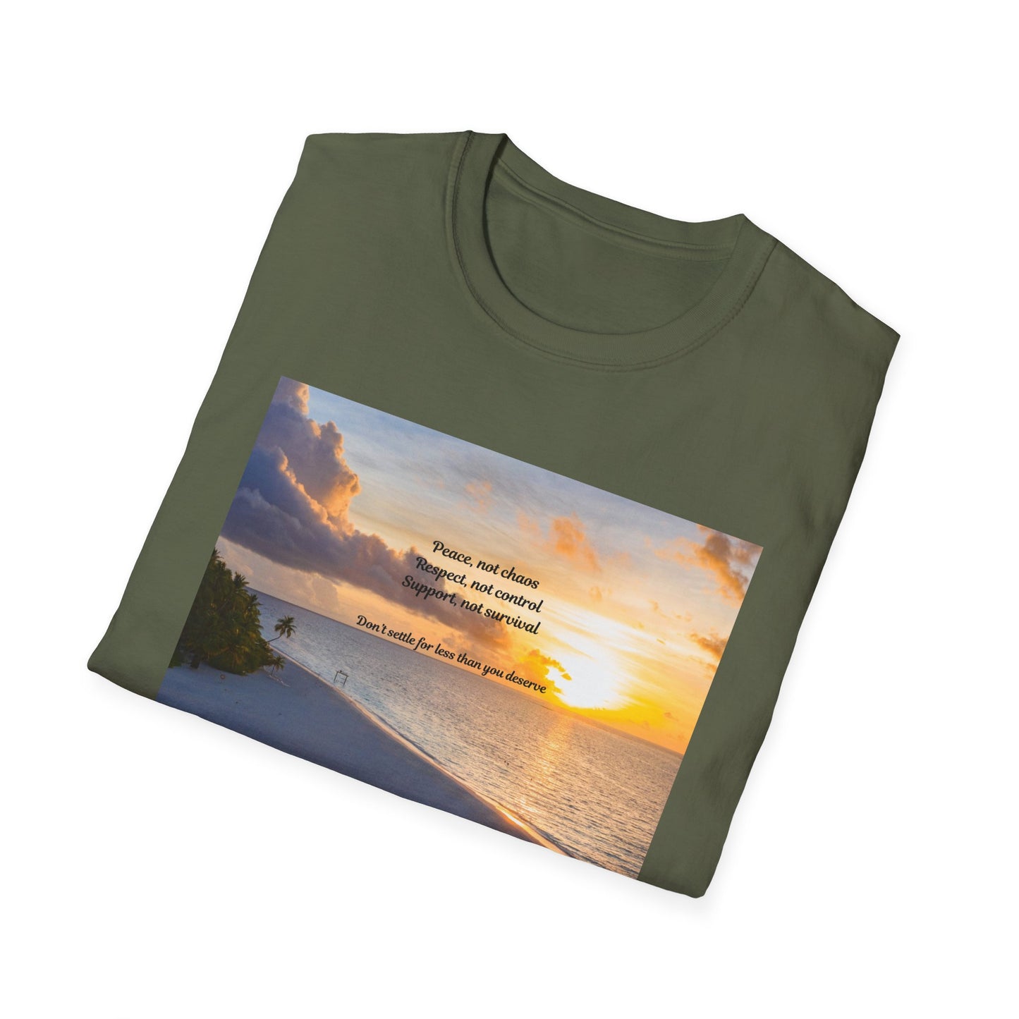 Sunset Serenity Quote T-Shirt, Inspirational Tee, Relaxation Shirt, Gift for Beach Lovers, Perfect for Summer, Softstyle T-Shirt