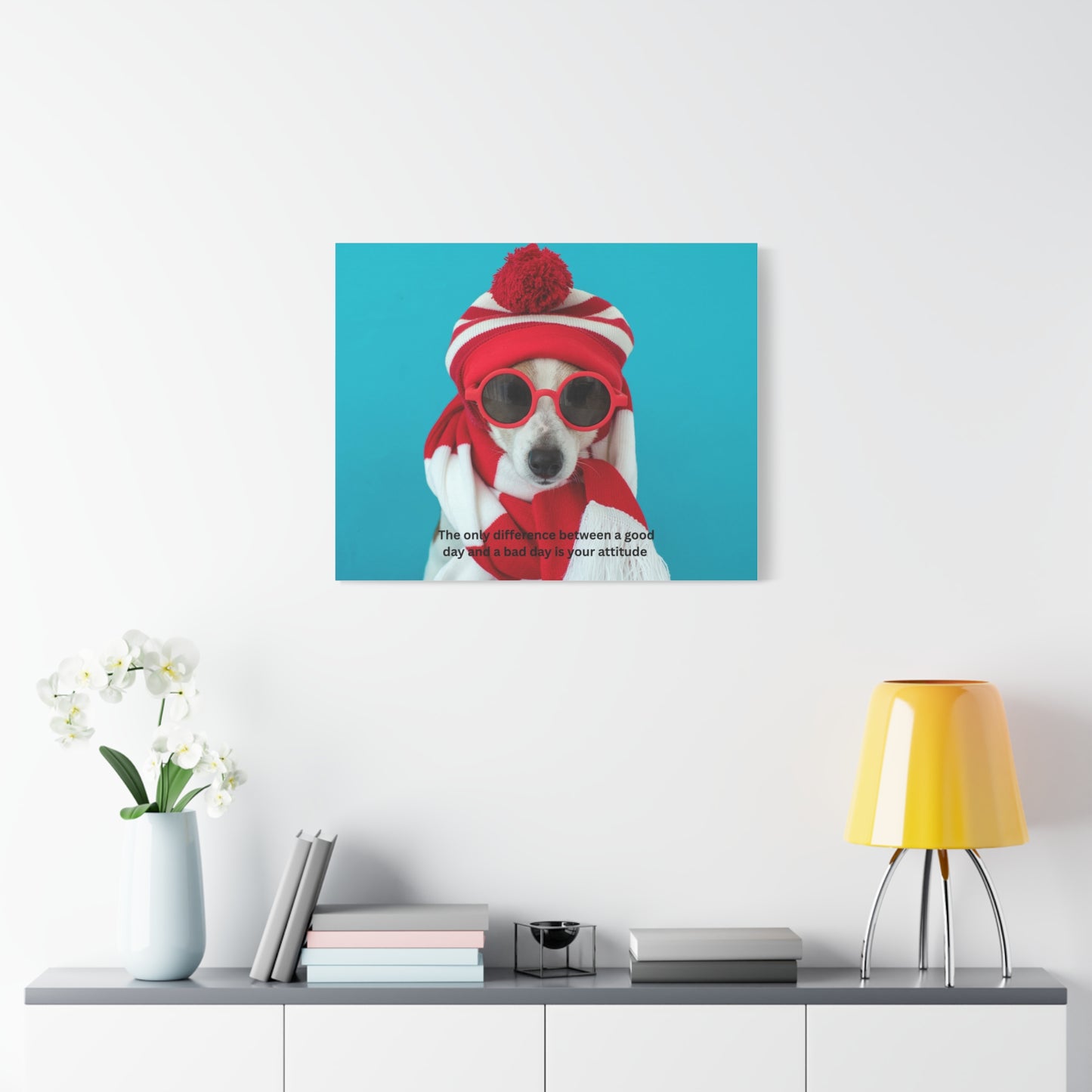 Whimsical Dog Canvas Art, Animal Lover, Inspirational Quote, Puppy Power