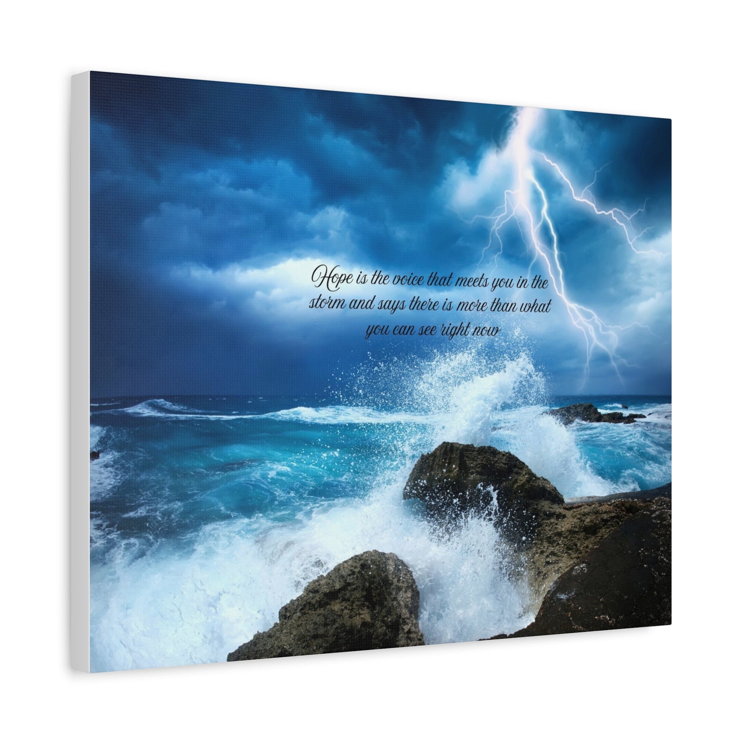 Inspirational Wall Art Canvas, Ocean Waves Decor, Stormy Skies Prints, Motivational Home Decor, Beach House Wall Art