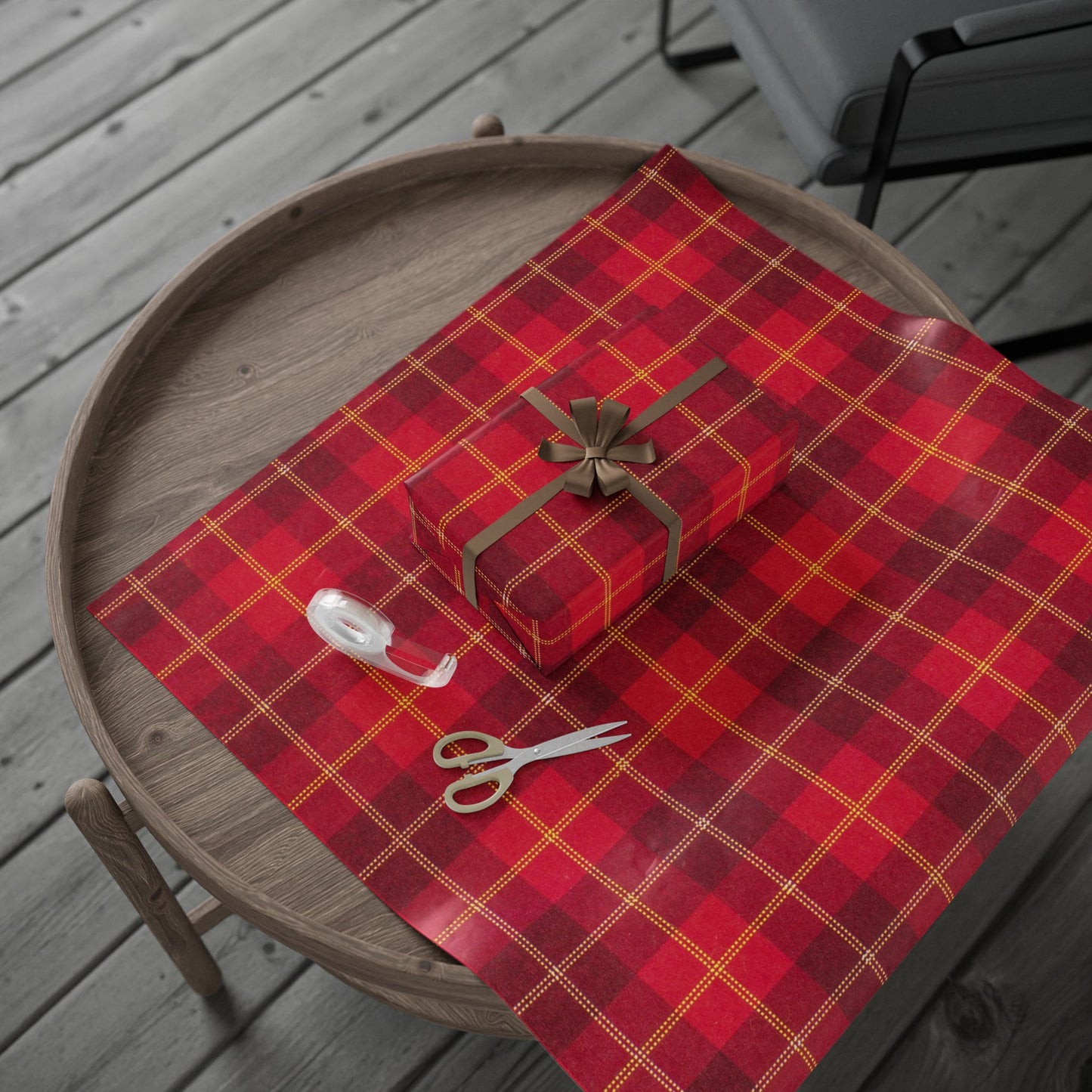 Red Buffalo Plaid Wrapping Paper Roll — Festive Christmas Gift Wrap