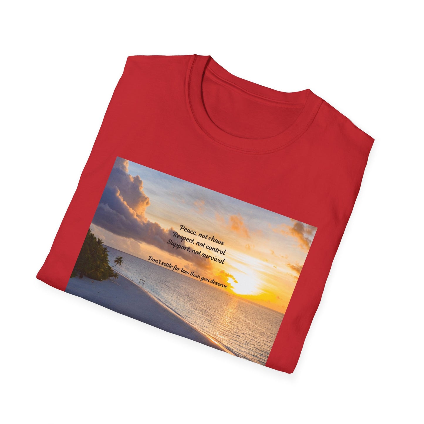 Sunset Serenity Quote T-Shirt, Inspirational Tee, Relaxation Shirt, Gift for Beach Lovers, Perfect for Summer, Softstyle T-Shirt