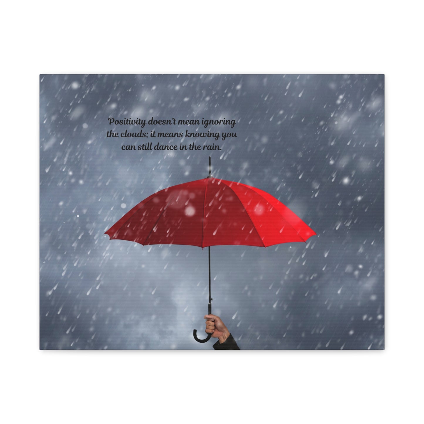 Inspirational Wall Art, Dance in the Rain Umbrella Canvas, Motivational Decor, Home Office Art, Gift for Friends, Positive Quote