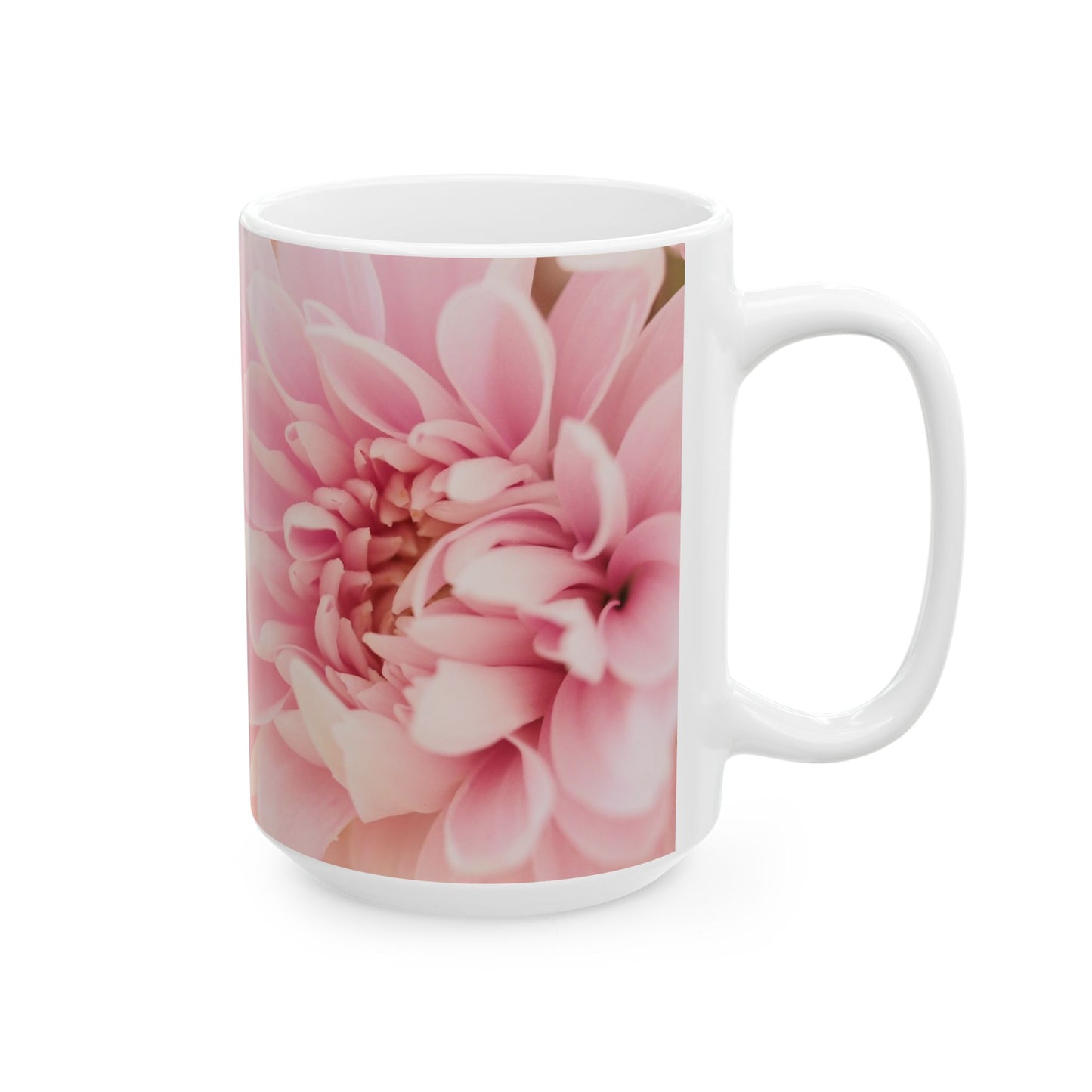 Pink Floral Ceramic Mug — Soft Pastel Flower Coffee Cup (11oz, 15oz)