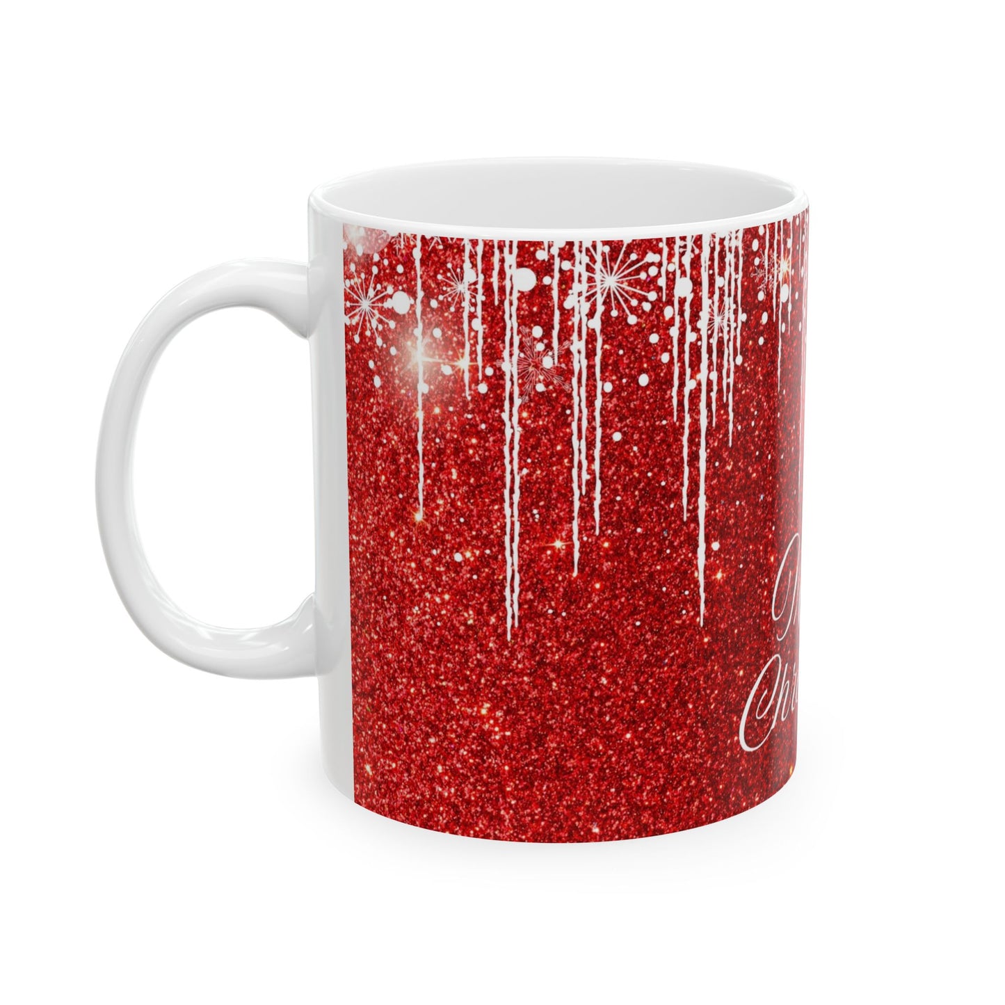 Sparkling Christmas Mug, Holiday Gift, Festive Coffee Cup, Merry Christmas, Glitter Red Coffee Mug, Seasonal Decor, 11oz 15oz
