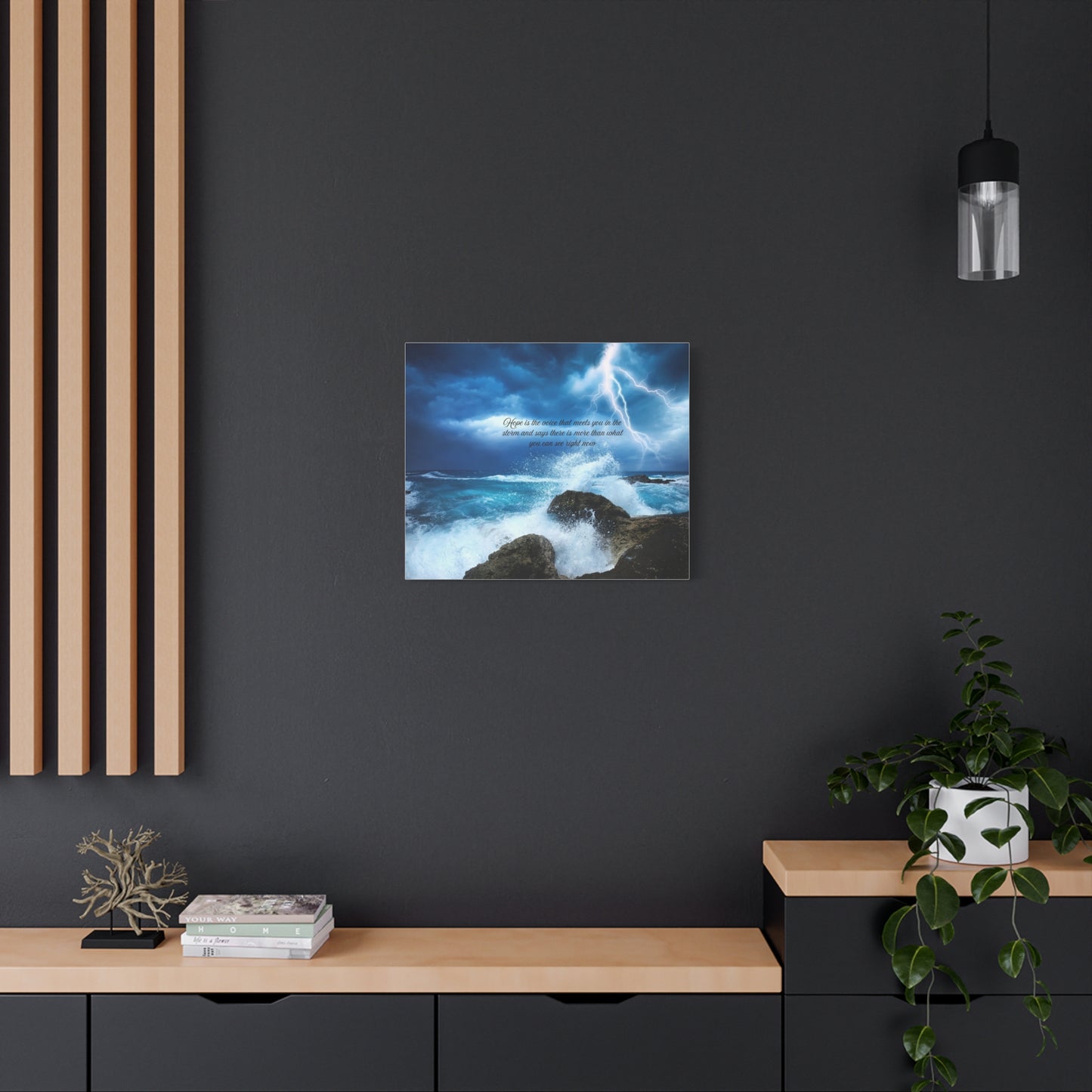 Inspirational Wall Art Canvas, Ocean Waves Decor, Stormy Skies Prints, Motivational Home Decor, Beach House Wall Art