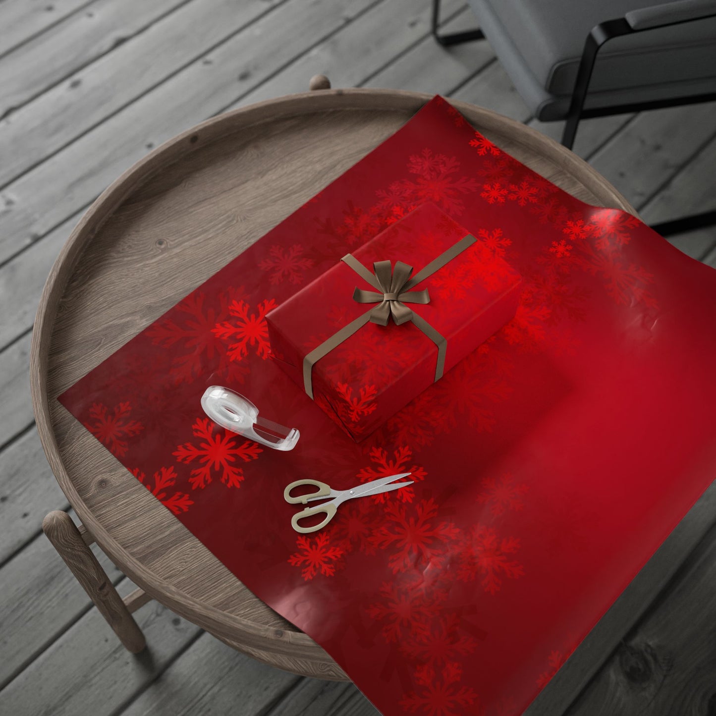 Festive Wrapping Paper, Elegant Holiday Gift Wrap, Red Snowflake Design, Premium Christmas Wrap, Birthday Party Supplies