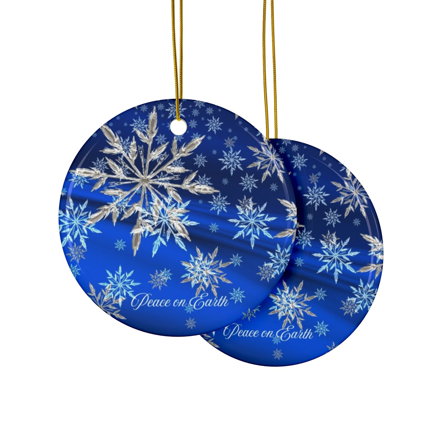 Ceramic Ornaments with Snowflake Design - Peace on Earth, Holiday Decor, Christmas, Winter Wonderland, Gift Ornament