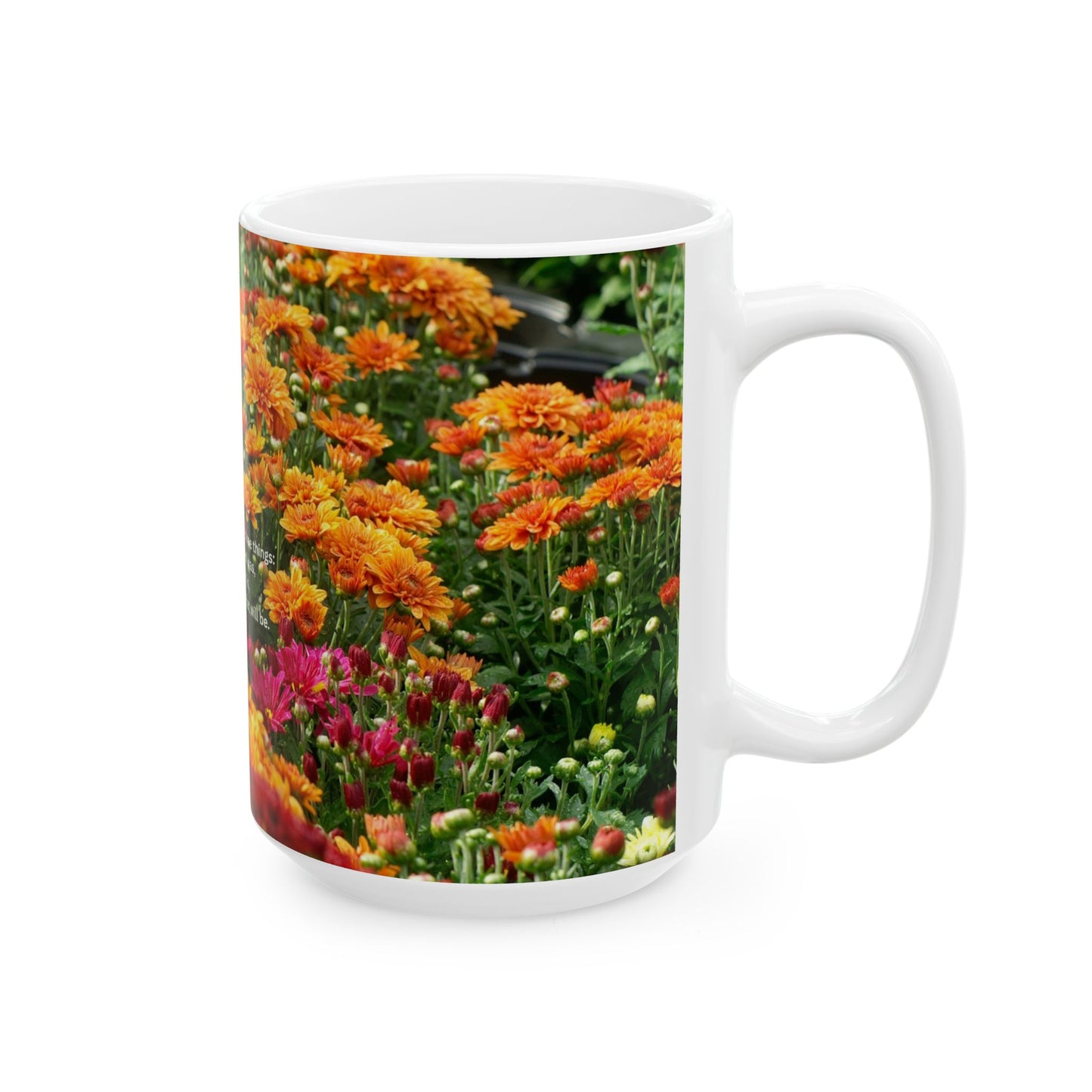 Blossom Grove Ceramic Mug, Floral Coffee Cup, Spring Morning Mug, Gift for Plant Lovers, Inspirational Quote Drinkware