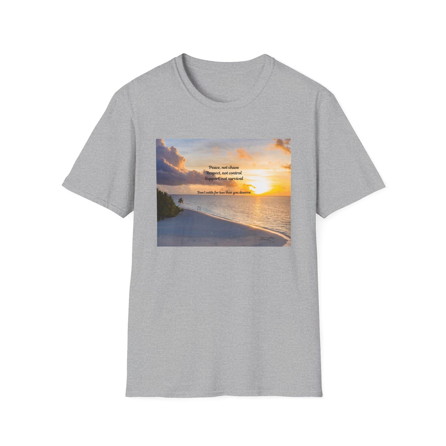 Sunset Serenity Quote T-Shirt, Inspirational Tee, Relaxation Shirt, Gift for Beach Lovers, Perfect for Summer, Softstyle T-Shirt