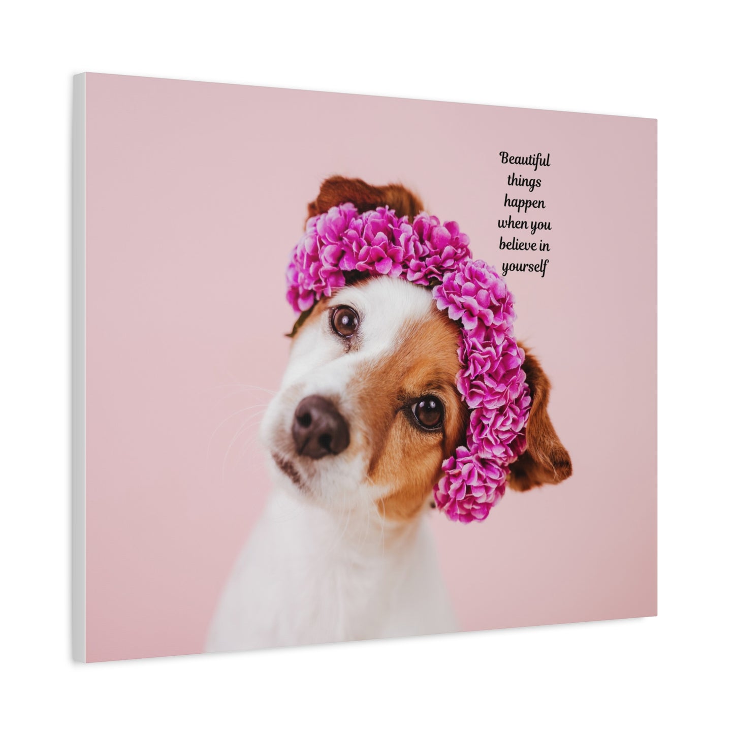 Inspirational Dog Wall Art Canvas, Motivational Home Décor, Pet Lover Gift, Dog Art Print, Flower Crown Dog Canvas