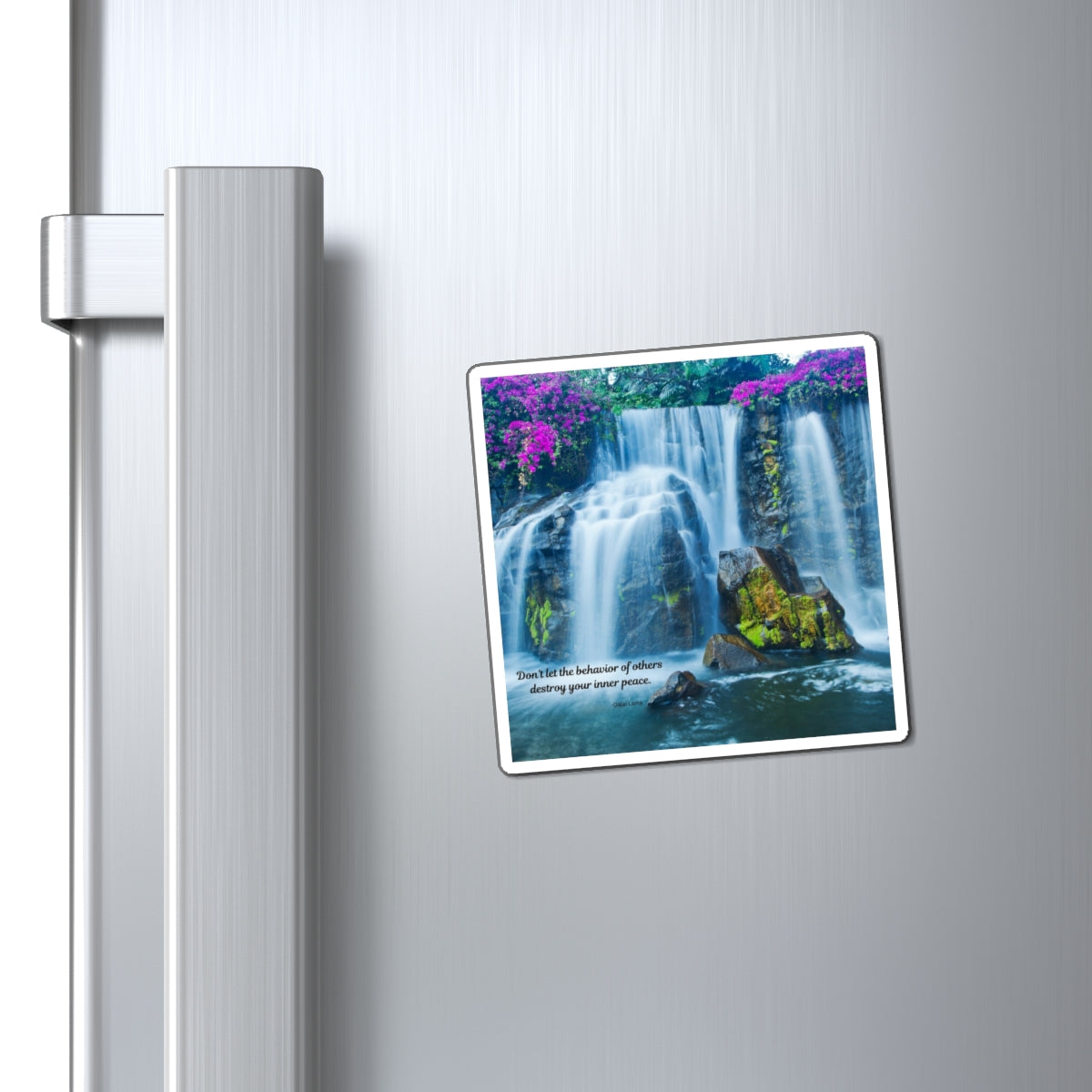 Serene Waterfall Motivational Magnet, Refrigerator Decor, Inspirational Gift, Relaxation Reminder, Stress Relief Reminder
