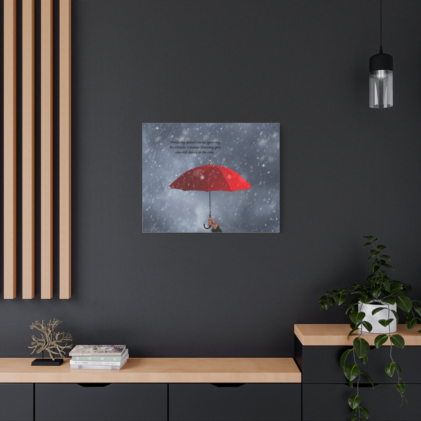 Inspirational Wall Art, Dance in the Rain Umbrella Canvas, Motivational Decor, Home Office Art, Gift for Friends, Positive Quote
