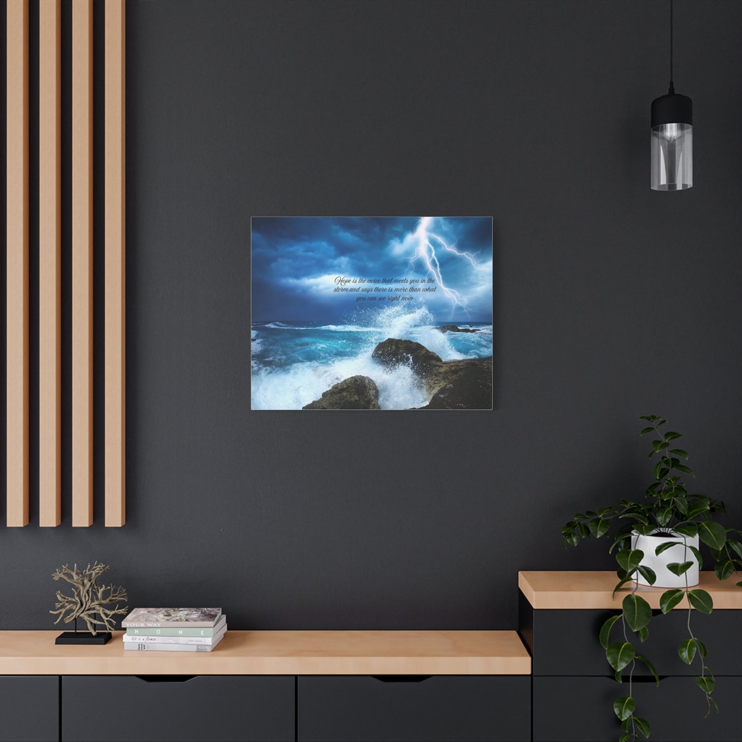 Inspirational Wall Art Canvas, Ocean Waves Decor, Stormy Skies Prints, Motivational Home Decor, Beach House Wall Art