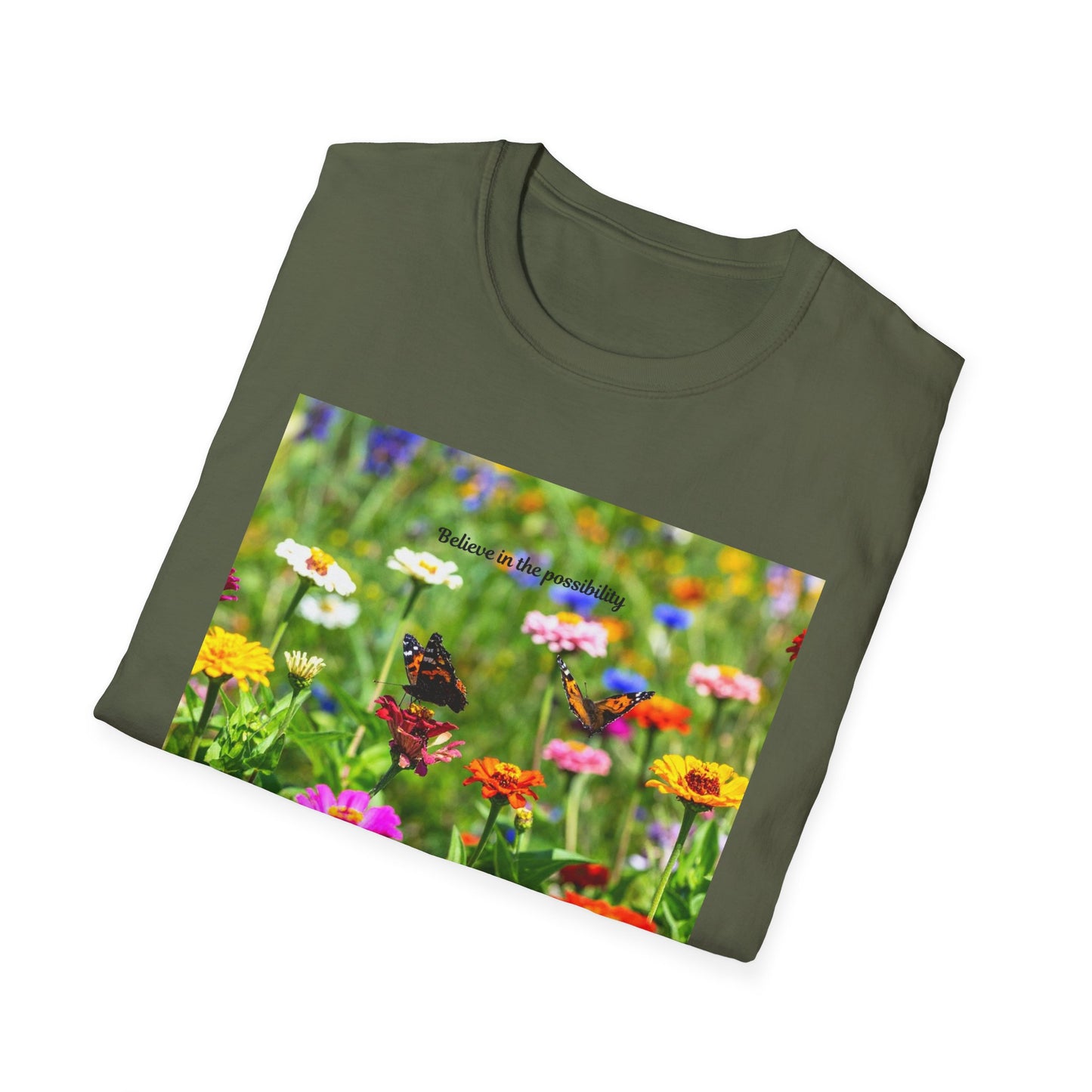 Vibrant Floral Butterfly T-Shirt - Nature Lover Gift, Spring Fashion, Eco-Friendly Apparel, Outdoor Wear, Garden Party Outfit