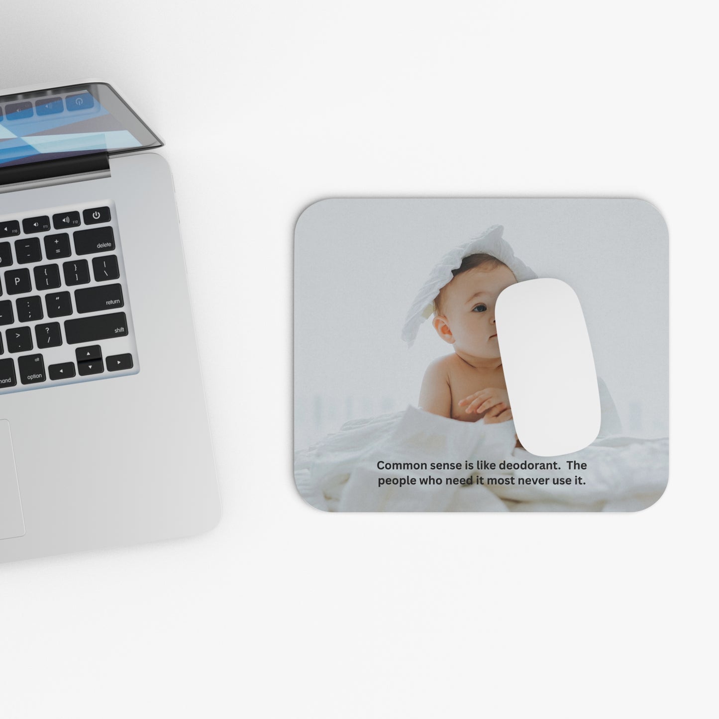 Humorous Mouse Pad with Baby Design, Cute Mouse Mat for Kids' Room, Fun Office Decor, Gift for New Parents, Inspirational Desk Accessory