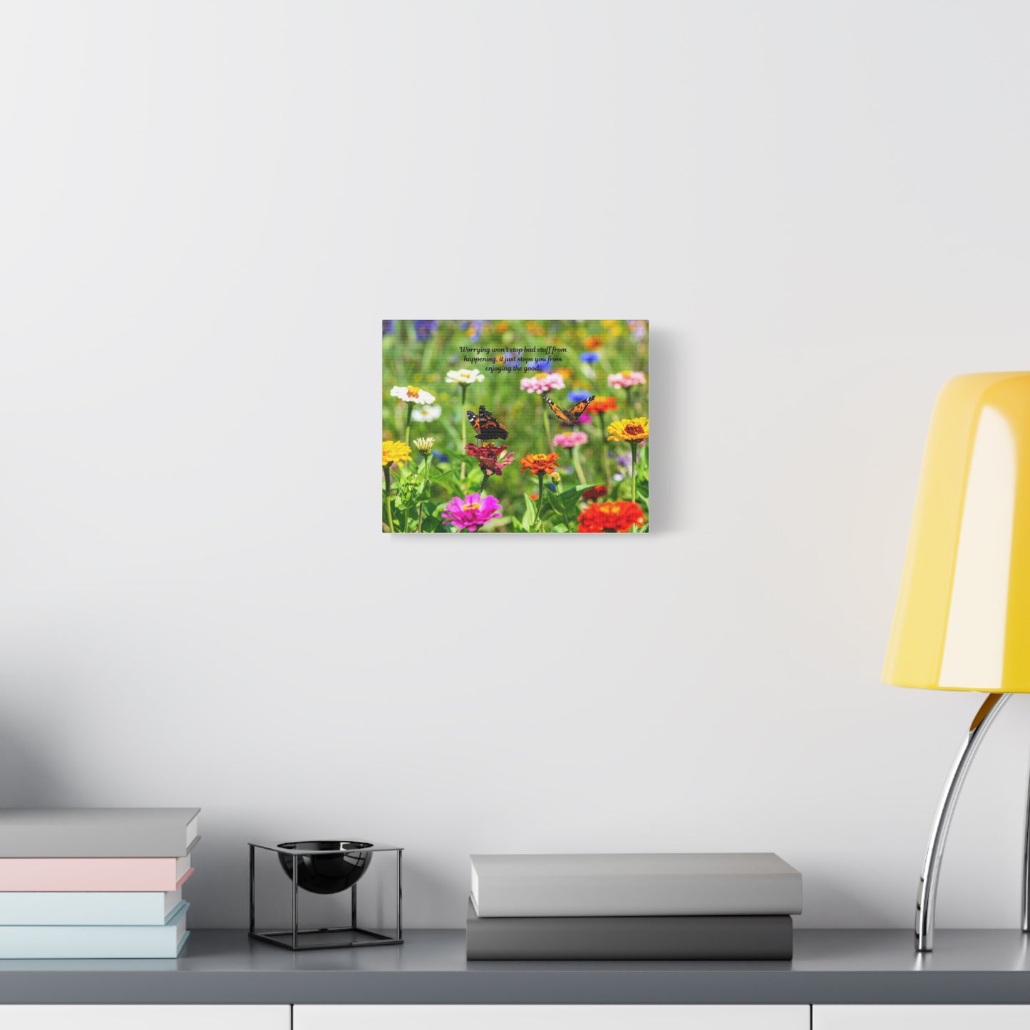 Floral Canvas Wall Art, Inspirational Quote, Butterfly Decor, Home Decoration, Positive Vibes, Nature Artwork, Gift Idea
