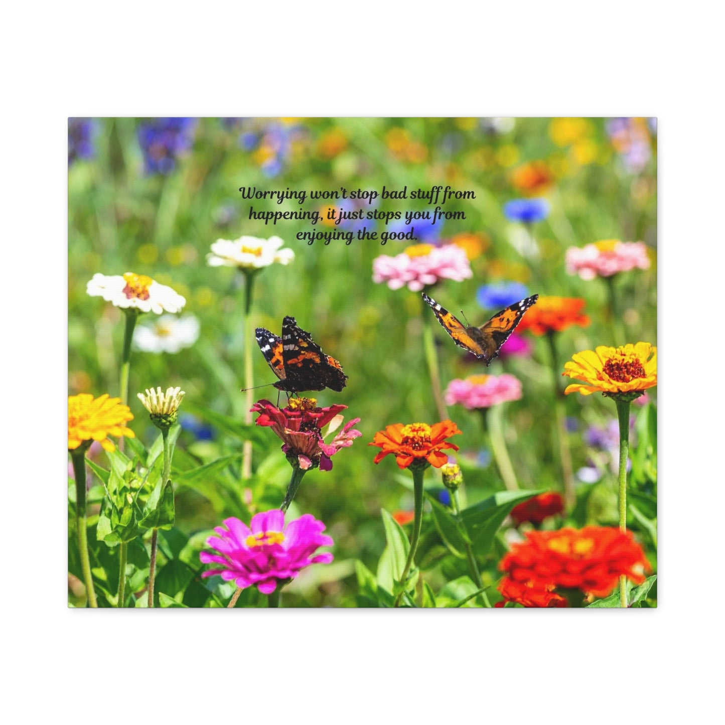 Floral Canvas Wall Art, Inspirational Quote, Butterfly Decor, Home Decoration, Positive Vibes, Nature Artwork, Gift Idea