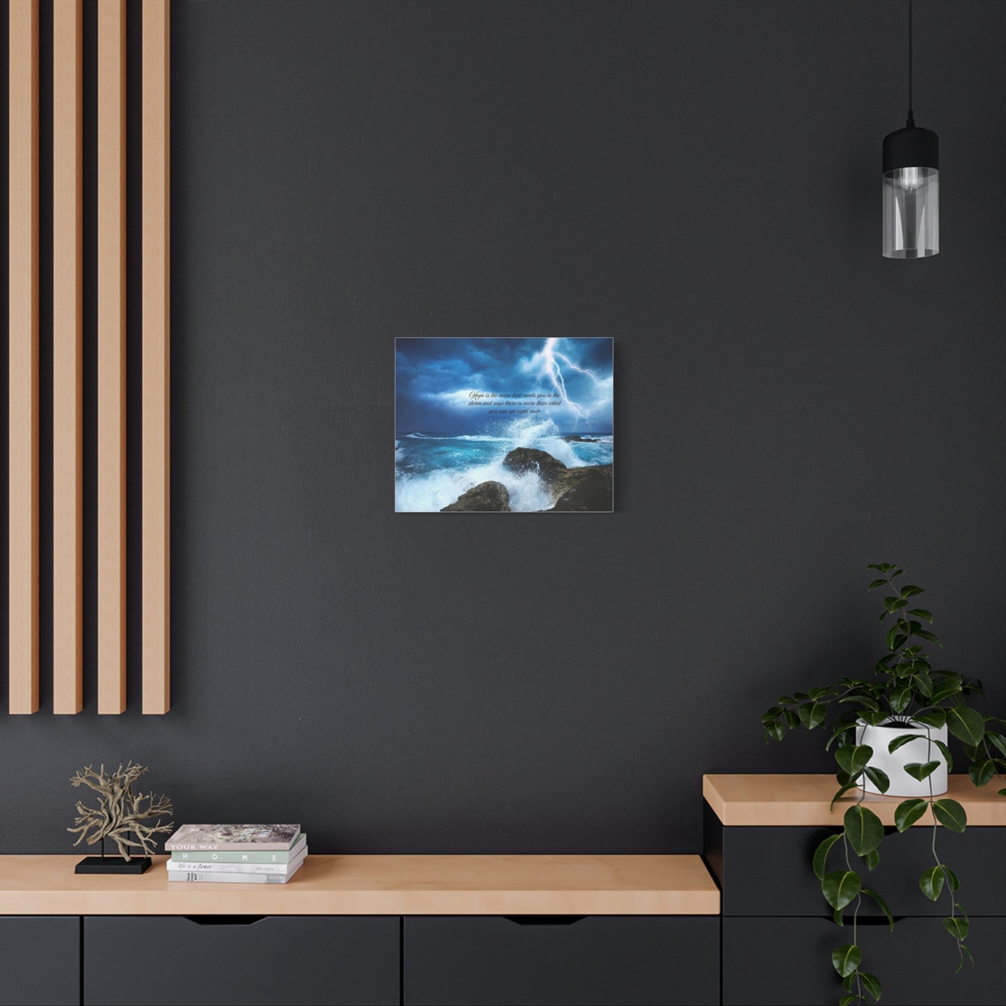 Inspirational Wall Art Canvas, Ocean Waves Decor, Stormy Skies Prints, Motivational Home Decor, Beach House Wall Art