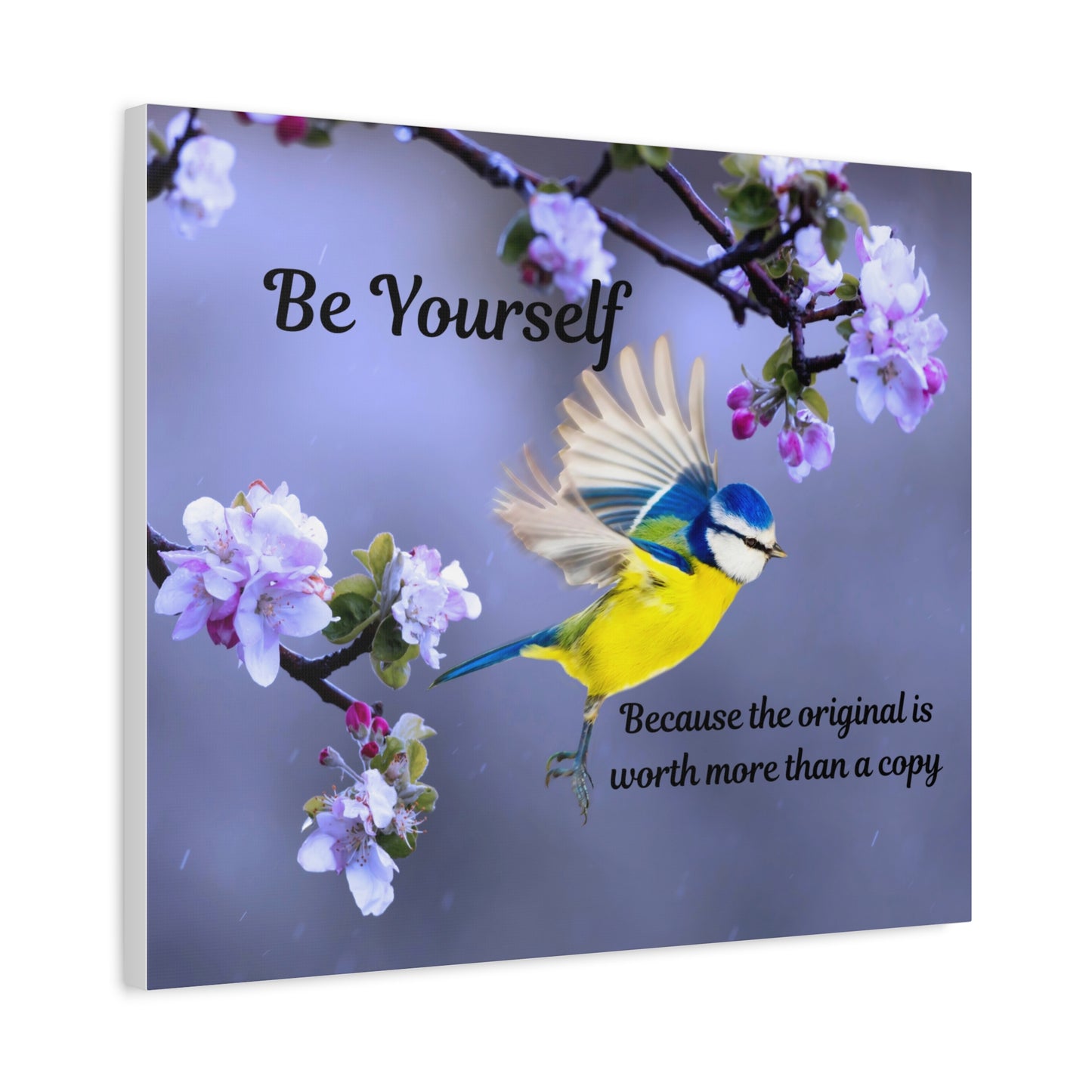 Inspirational Bird Canvas Wall Art, Be Yourself Quote, Home Decor, Nature Lover Gift, Motivational Artwork, Unique Gift for Her