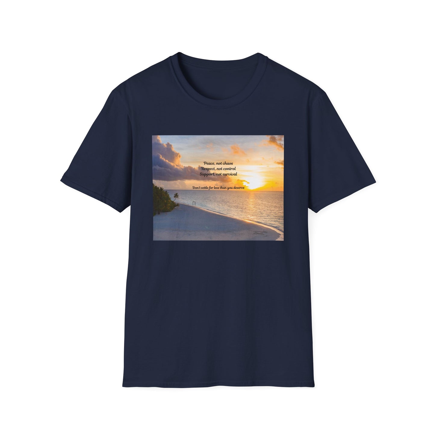 Sunset Serenity Quote T-Shirt, Inspirational Tee, Relaxation Shirt, Gift for Beach Lovers, Perfect for Summer, Softstyle T-Shirt