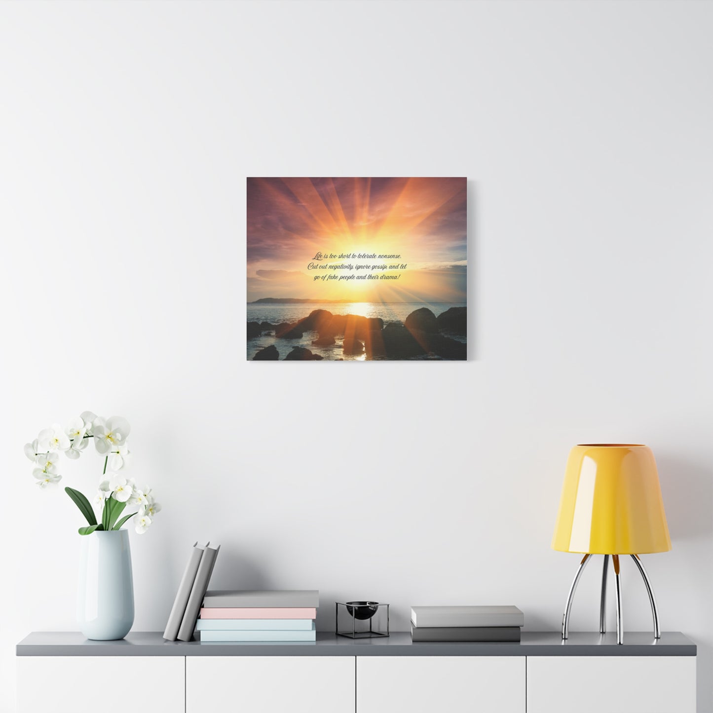 Inspirational Wall Art Canvas, Motivational Home Decor, Positive Quote Print, Beach Sunset Artwork, Gift for Friends
