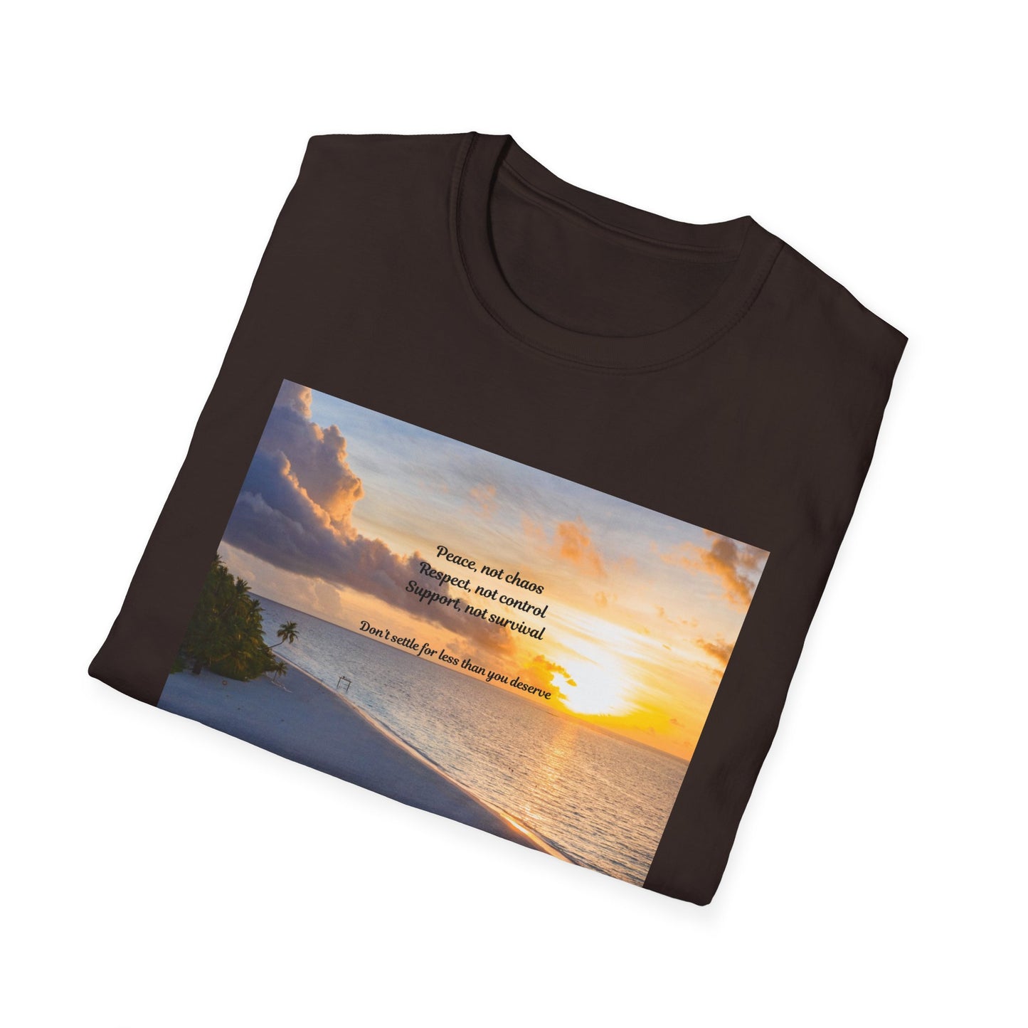 Sunset Serenity Quote T-Shirt, Inspirational Tee, Relaxation Shirt, Gift for Beach Lovers, Perfect for Summer, Softstyle T-Shirt