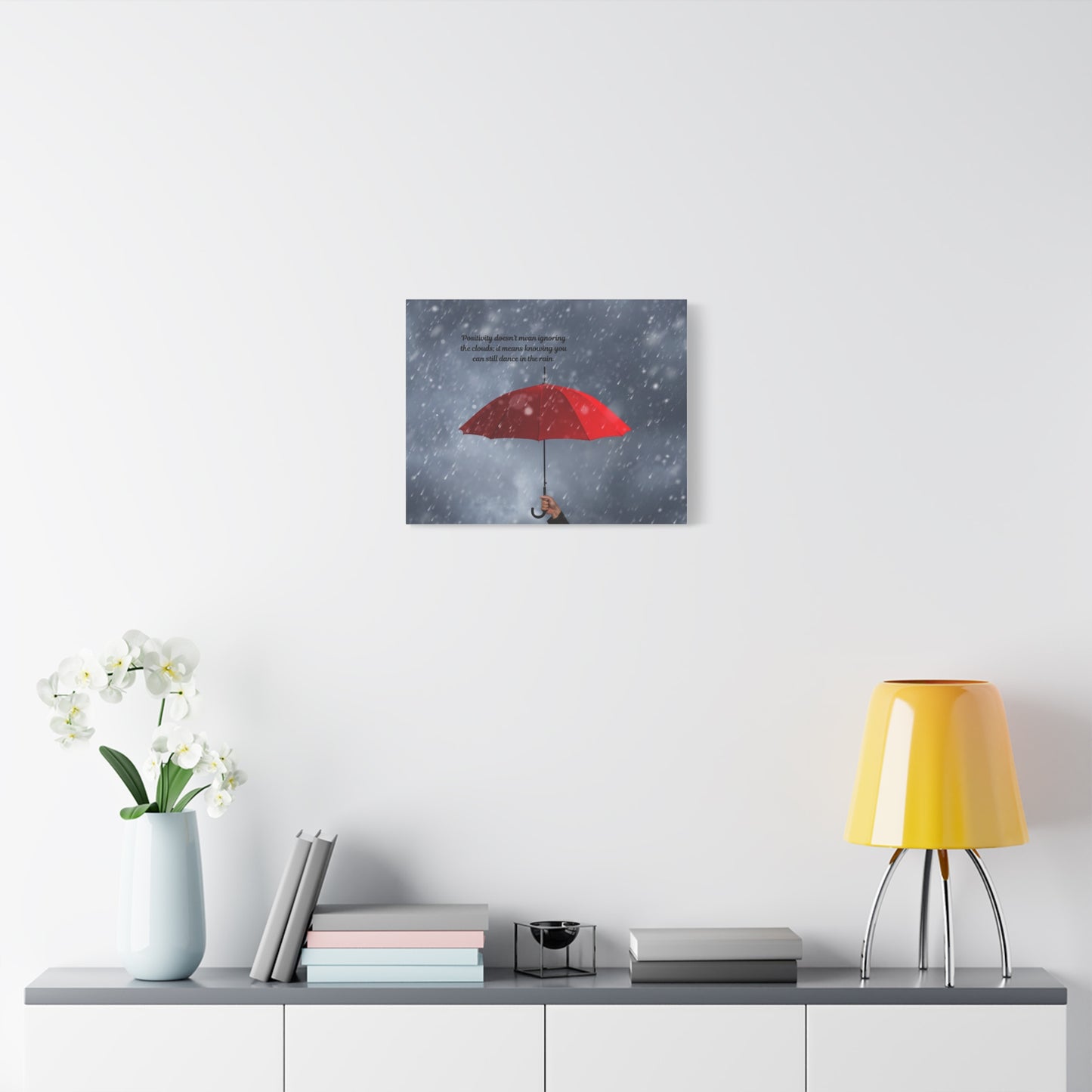 Inspirational Wall Art, Dance in the Rain Umbrella Canvas, Motivational Decor, Home Office Art, Gift for Friends, Positive Quote