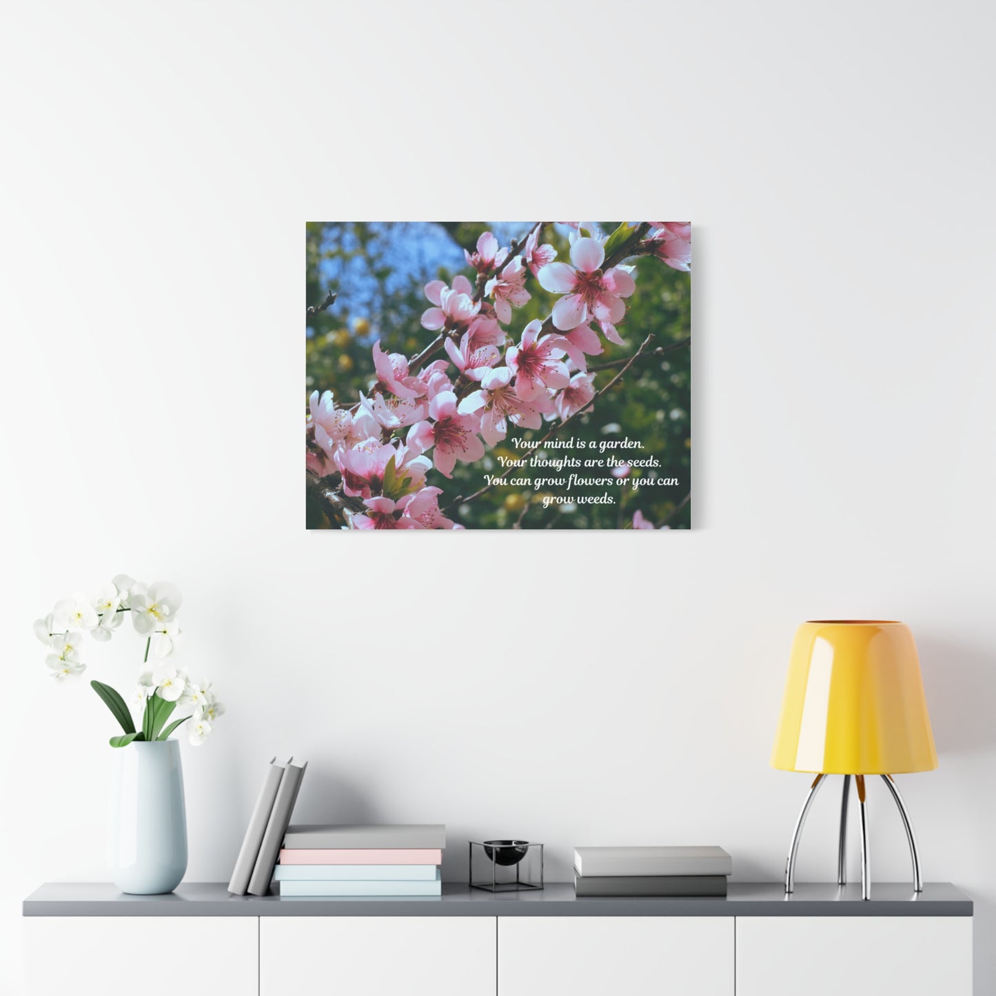 Inspirational Flower Canvas Wall Art, Nature Decor for Home, Motivational Gift, Garden Quote Print, Positive Thinking Wall Decor