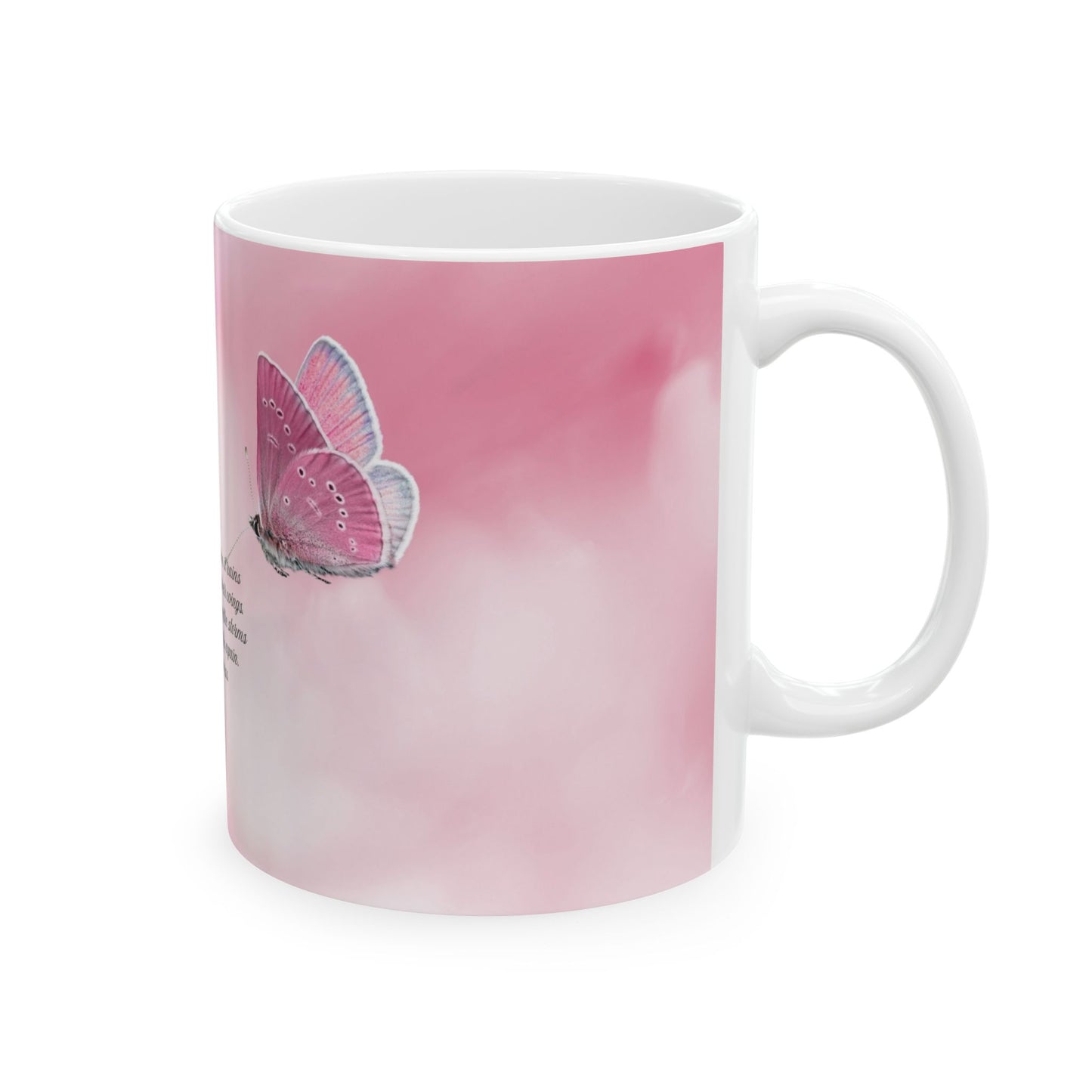 Delicate Blossom Ceramic Mug | Inspirational Gift, Butterfly Decor, Coffee Mug, Tea Mug, Spring Gift
