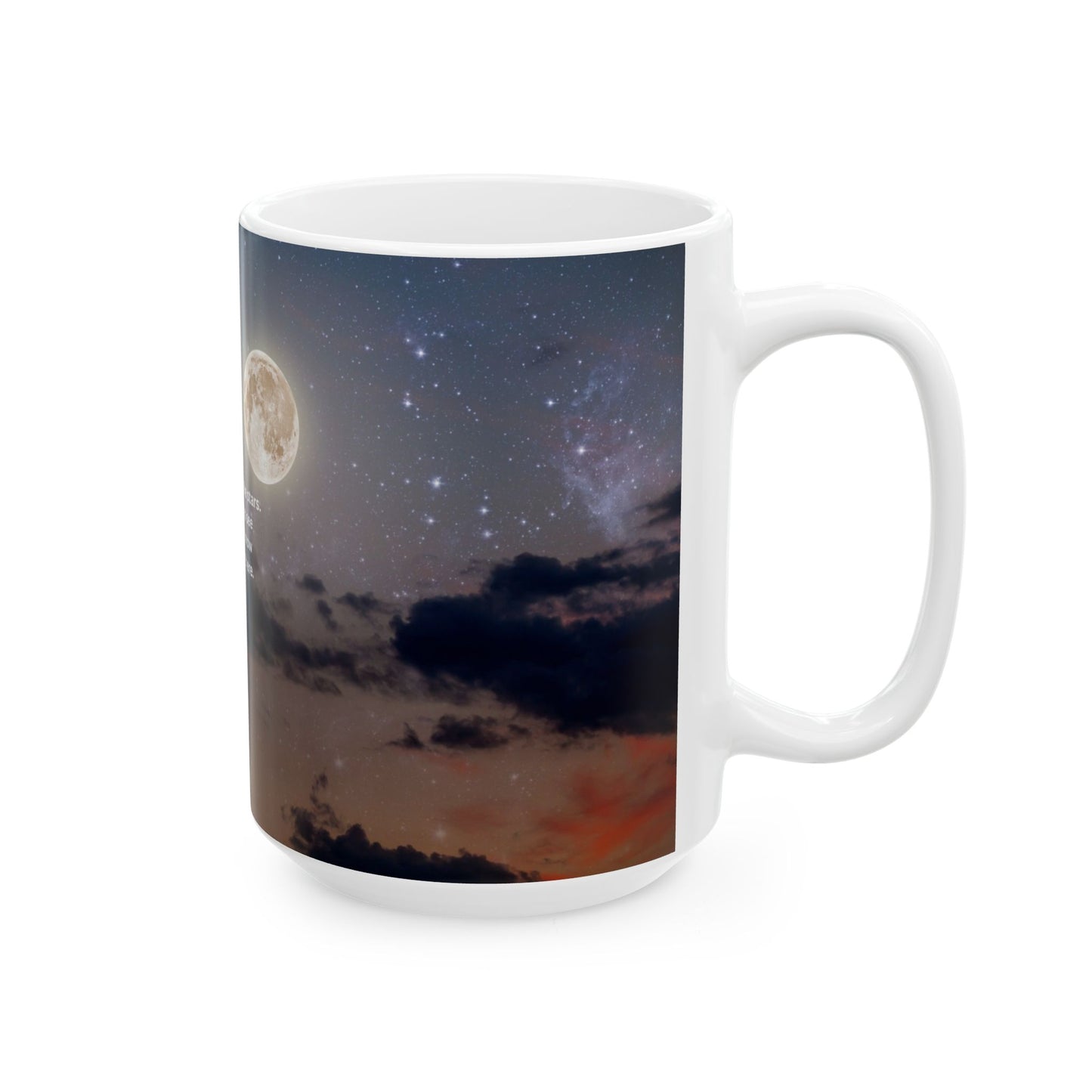Friendship Moon Mug — "Good friends are like stars" Ceramic Coffee Cup (11oz/15oz)