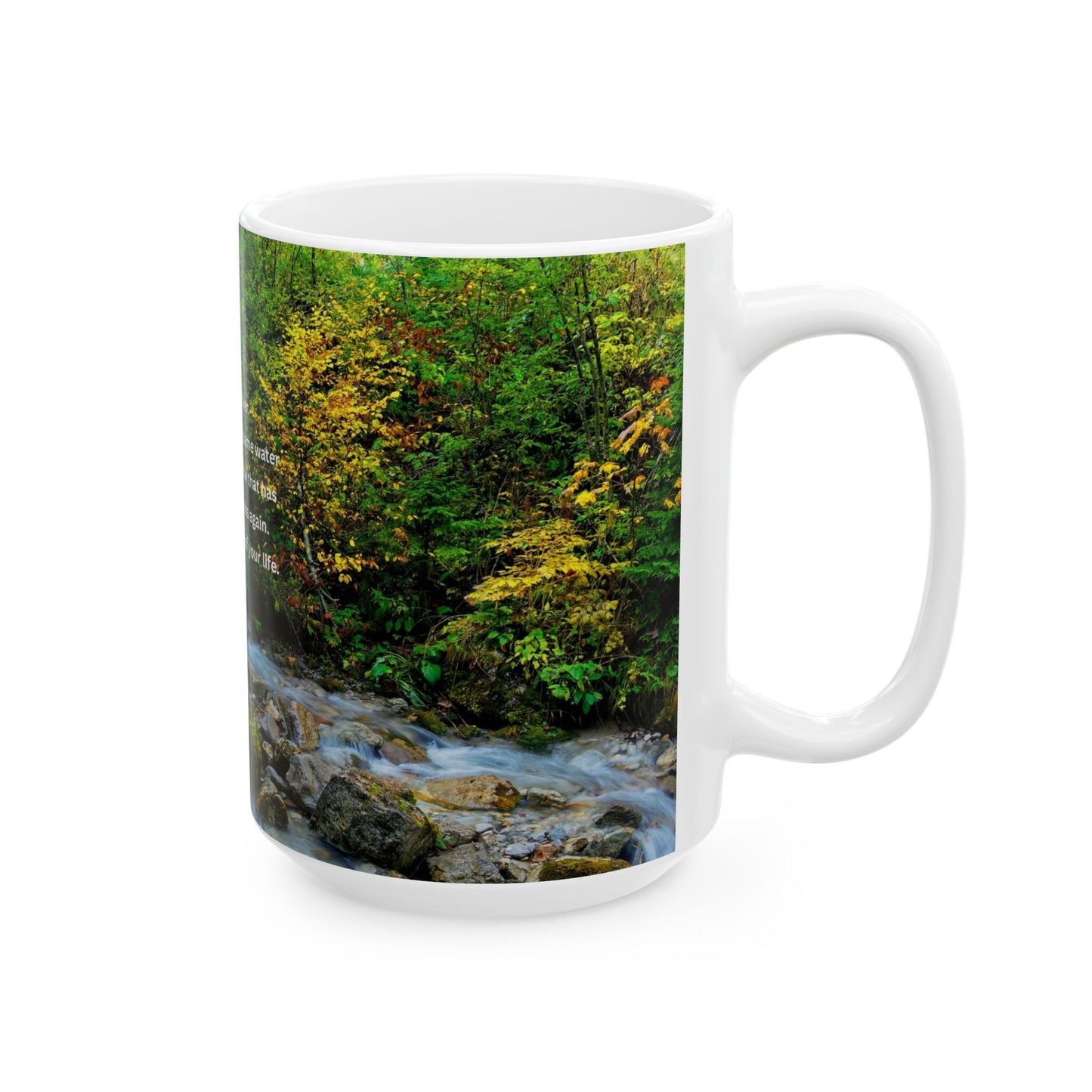 Inspirational Nature Ceramic Mug - "Time is Like a River"