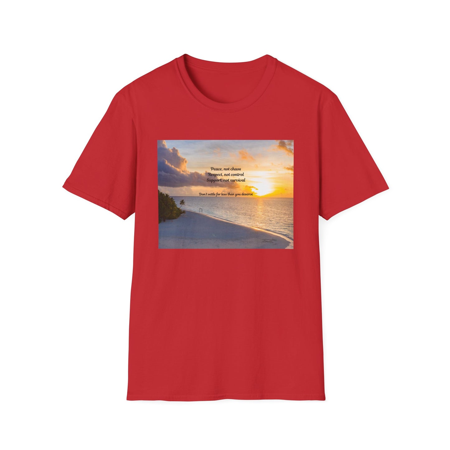 Sunset Serenity Quote T-Shirt, Inspirational Tee, Relaxation Shirt, Gift for Beach Lovers, Perfect for Summer, Softstyle T-Shirt
