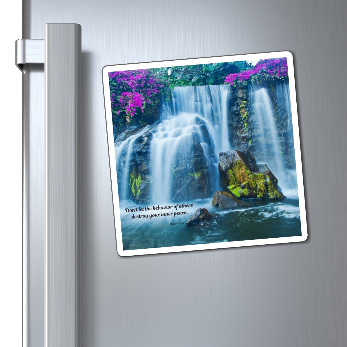 Serene Waterfall Motivational Magnet, Refrigerator Decor, Inspirational Gift, Relaxation Reminder, Stress Relief Reminder