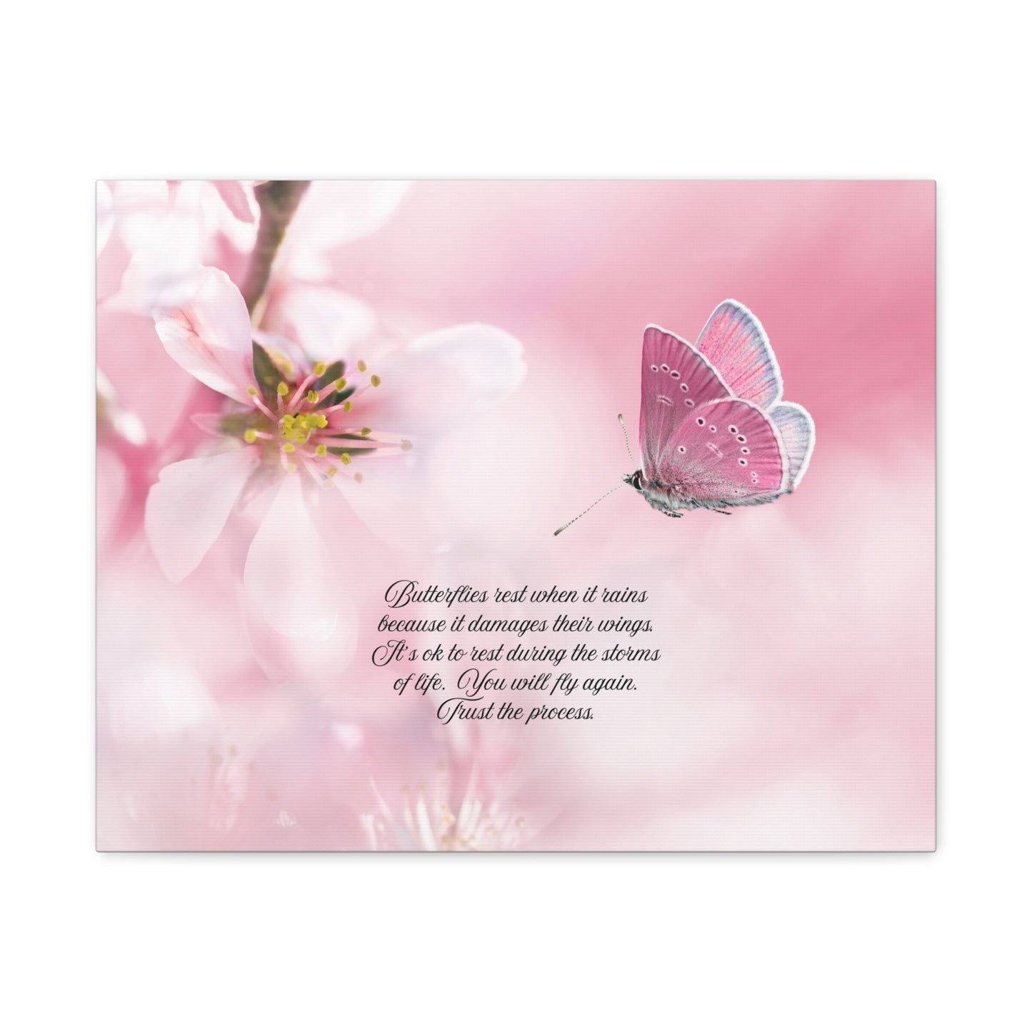 Pink Butterfly Canvas Wall Art, Inspiring Home Decor, Floral Artwork, Gift for Nature Lovers, Spring Decor